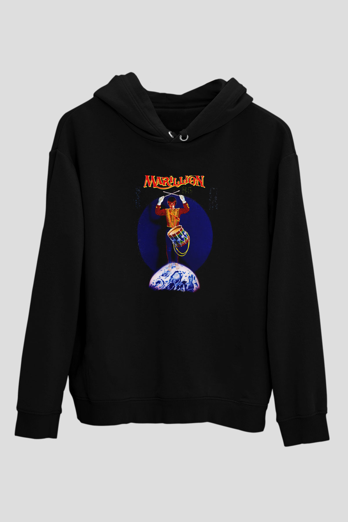 Marillion Baskılı Unisex Siyah Kapüşonlu Sweatshirt