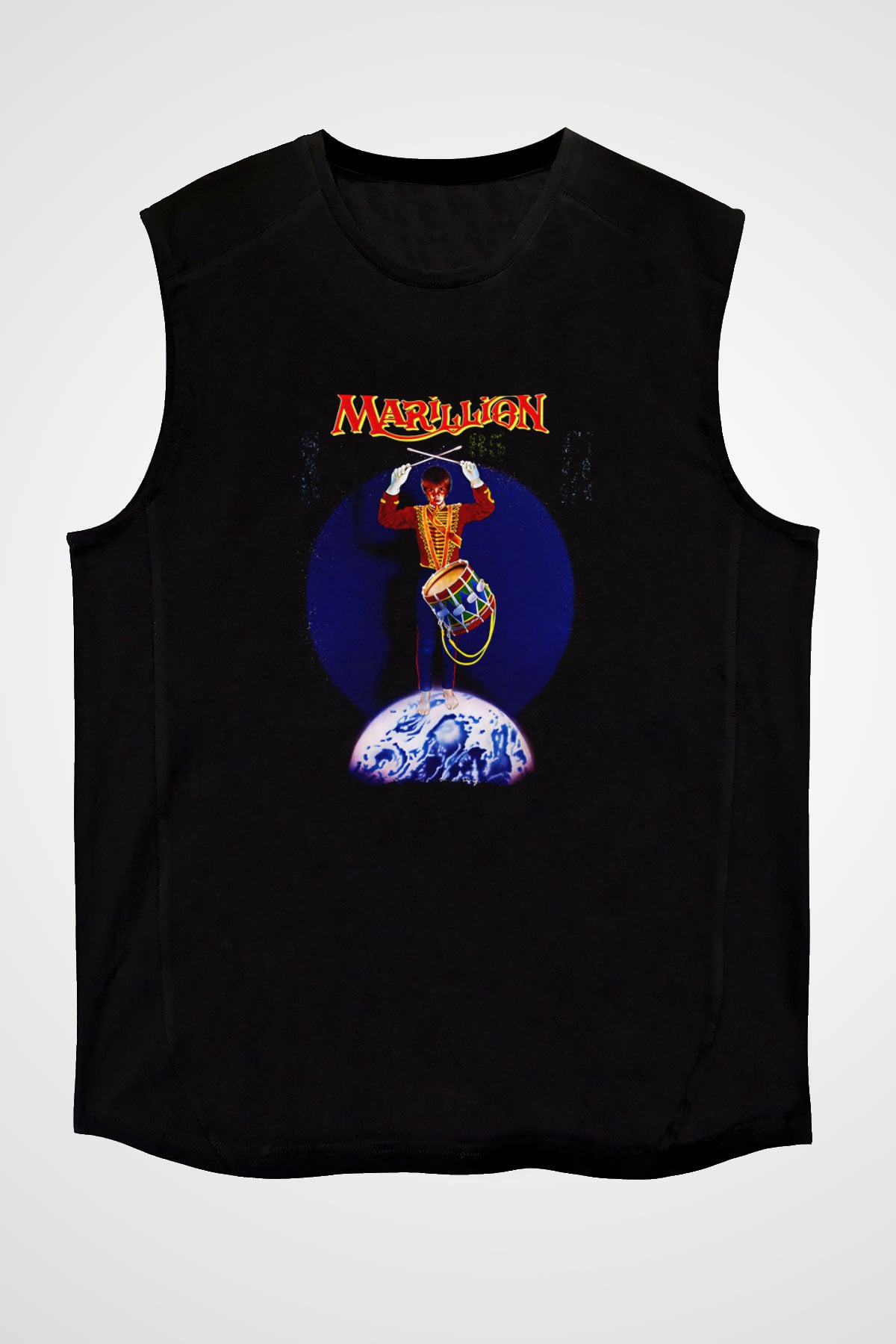 Marillion Baskılı Unisex Siyah Kolsuz Tişört - Tshirt