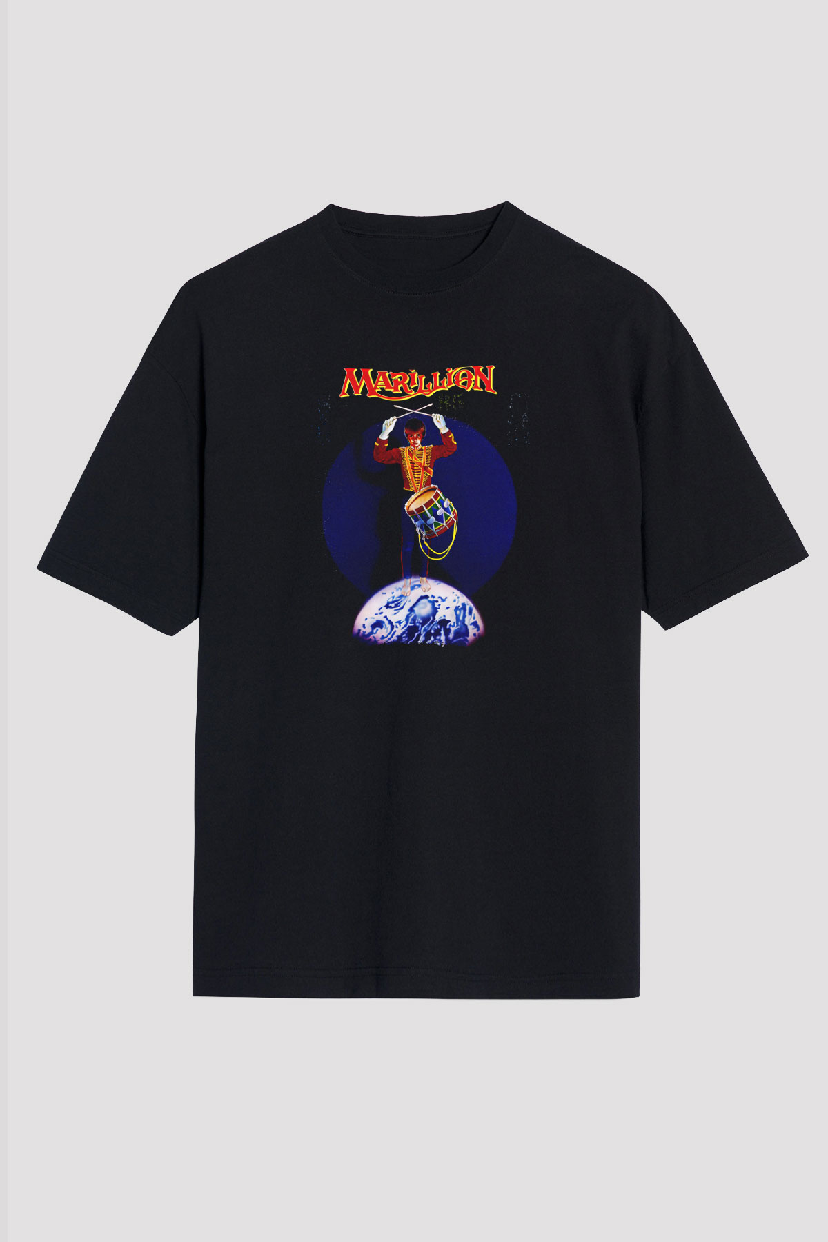 Marillion Baskılı Unisex Siyah Oversize Tişört - Tshirt