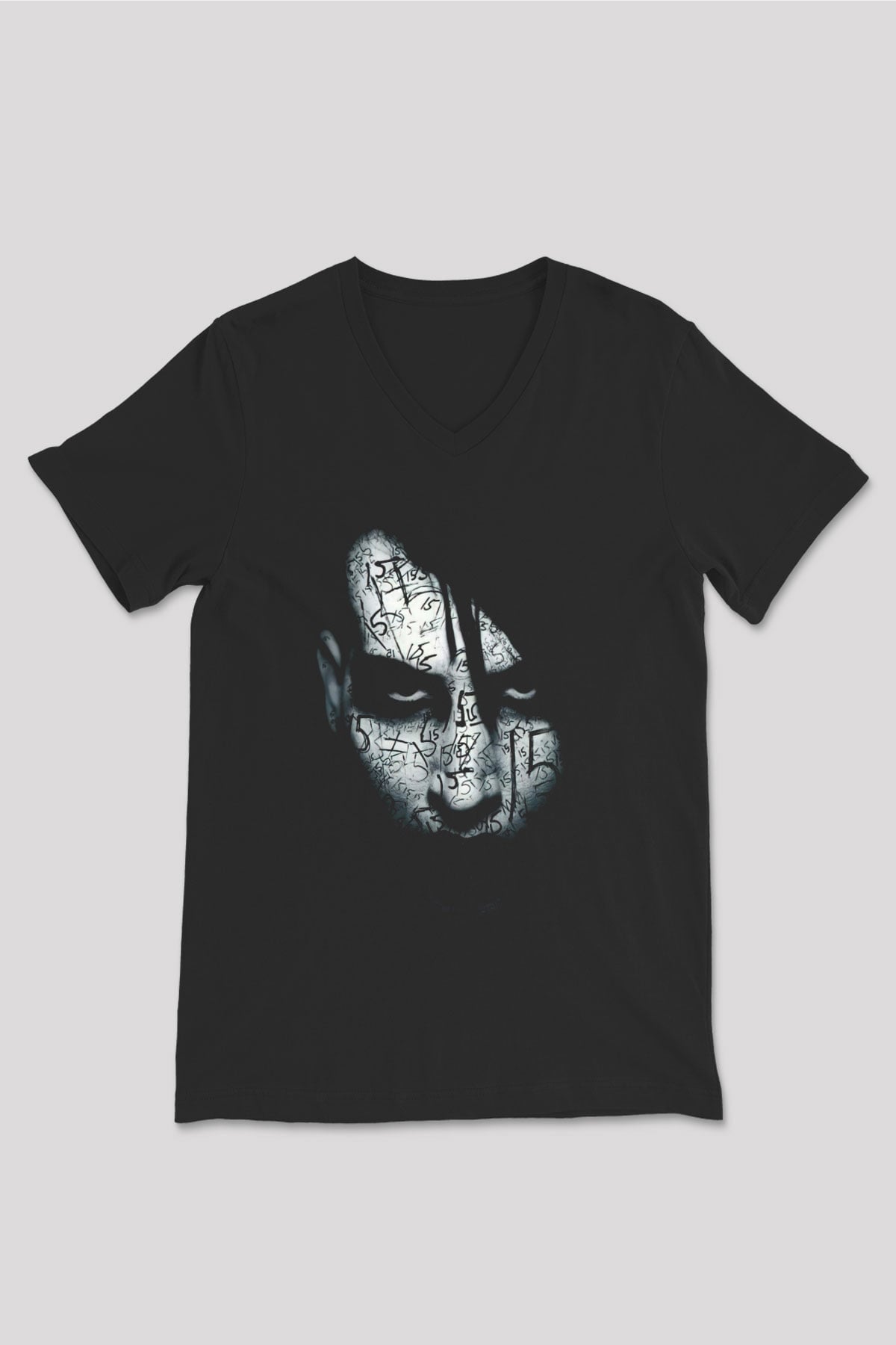 Marilyn Manson Siyah Unisex V Yaka Tişört