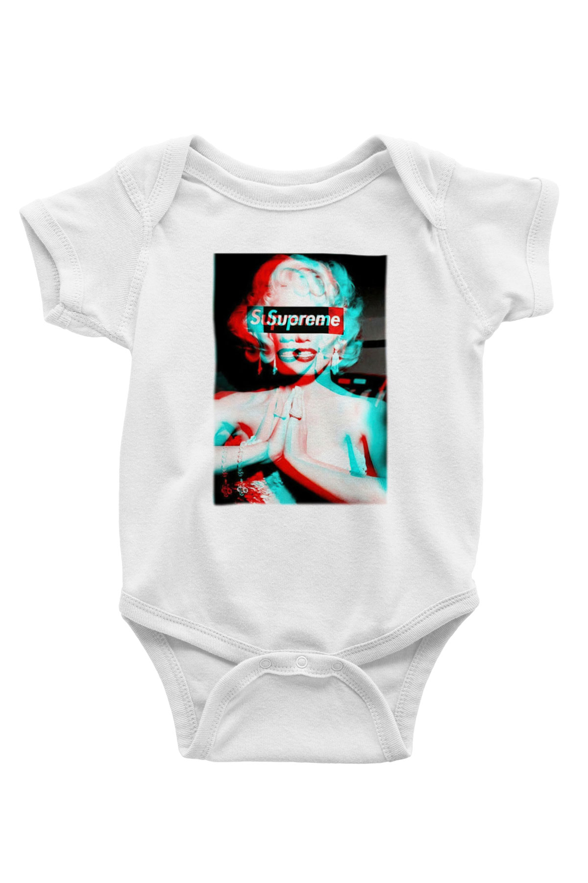 Marilyn Monroe Baskılı Beyaz Unisex Bebek Body - Zıbın