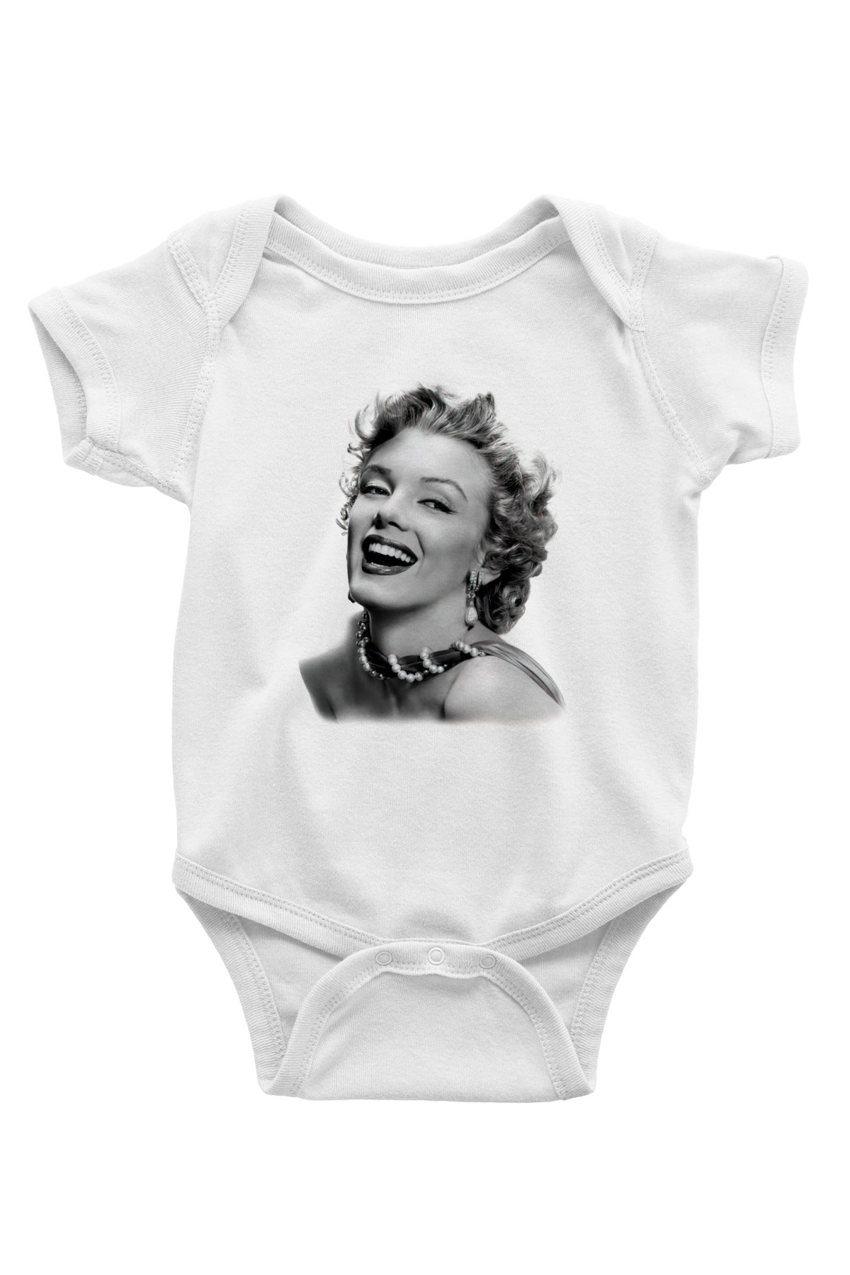 Marilyn Monroe Baskılı Beyaz Unisex Bebek Body - Zıbın