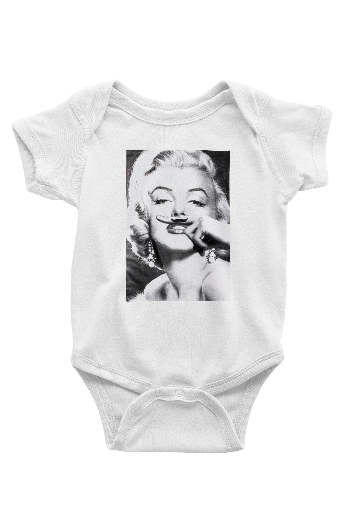 Marilyn Monroe Baskılı Beyaz Unisex Bebek Body - Zıbın
