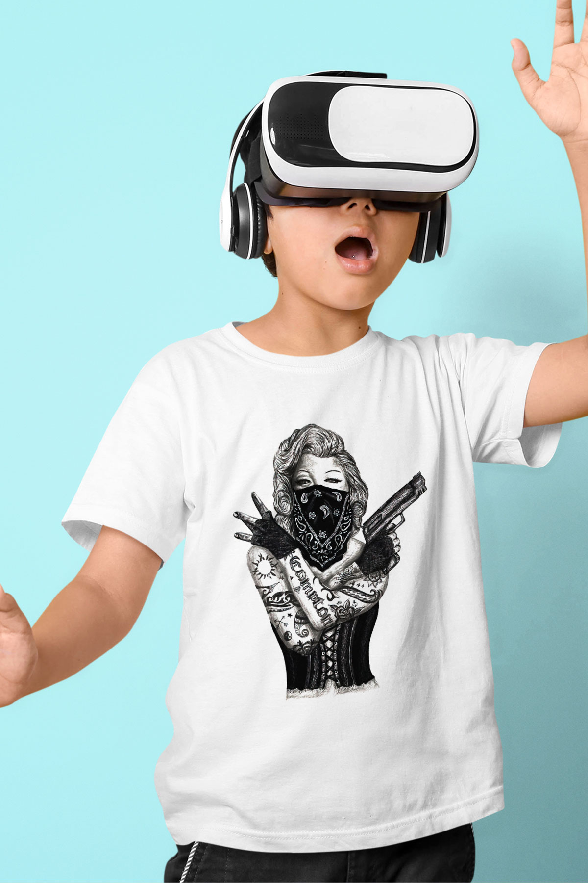 Marilyn Monroe Baskılı Beyaz Unisex Çocuk Tişört