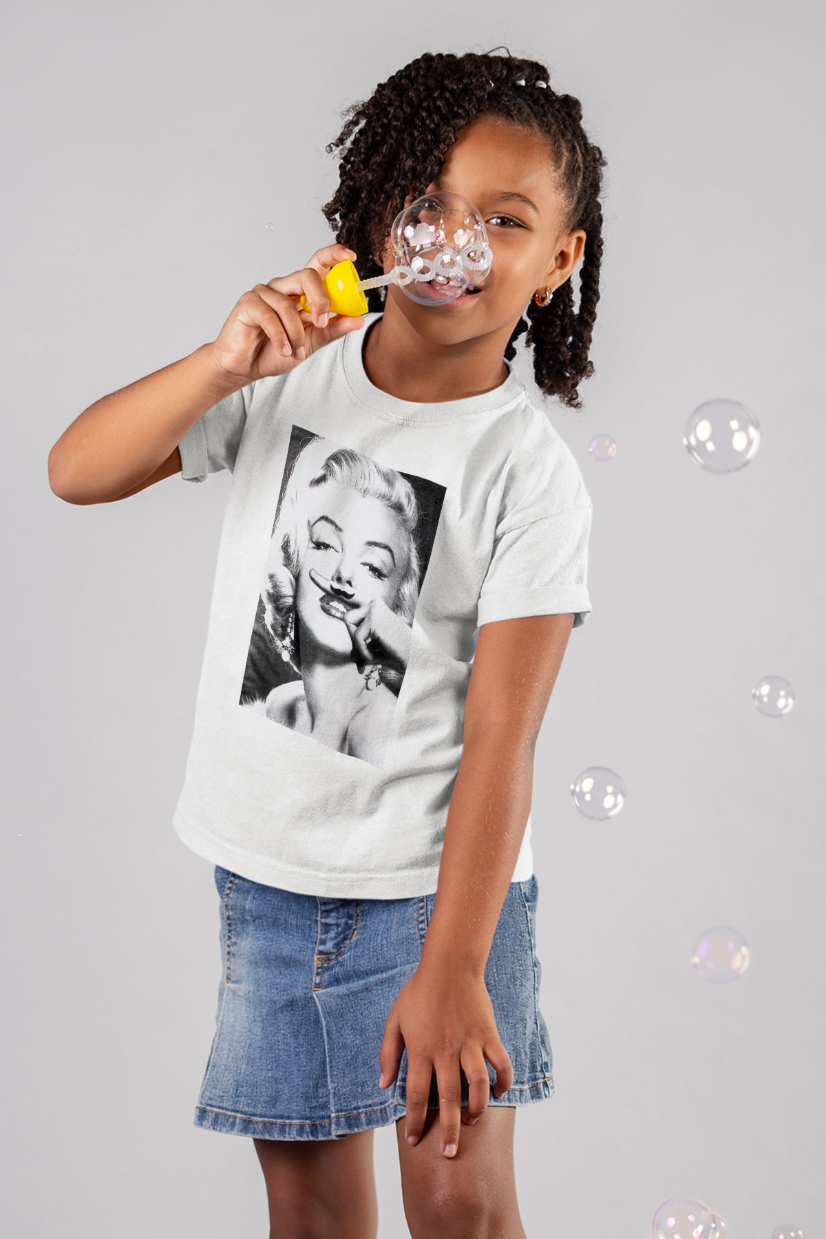 Marilyn Monroe Baskılı Beyaz Unisex Çocuk Tişört
