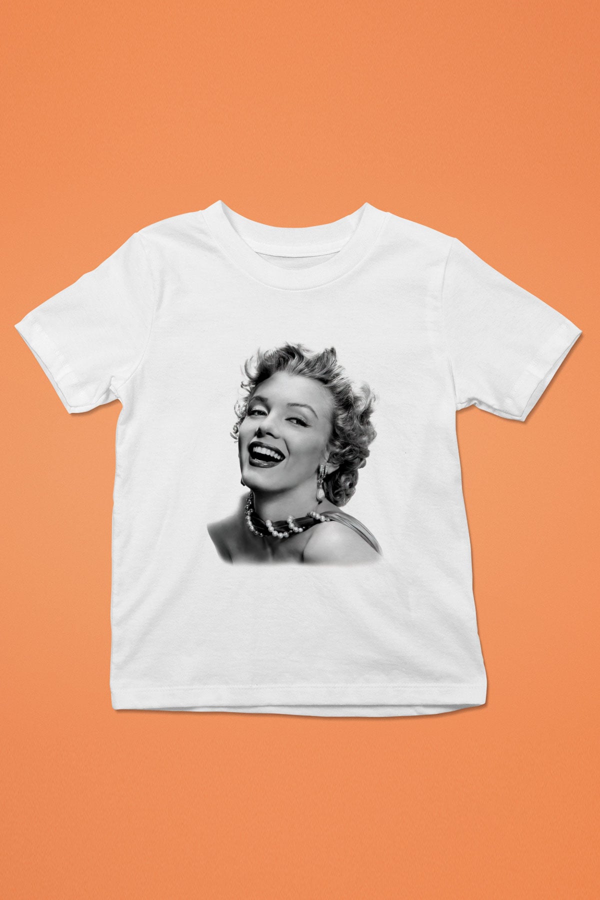 Marilyn Monroe Baskılı Beyaz Unisex Çocuk Tişört