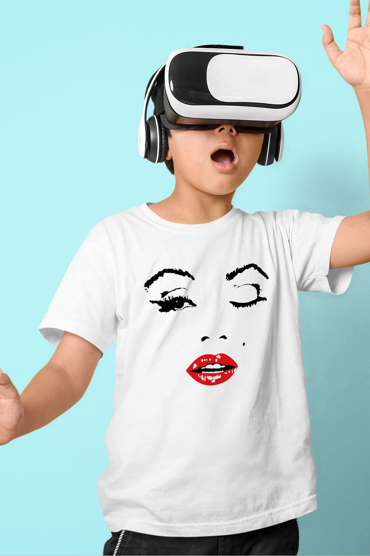 Marilyn Monroe Baskılı Beyaz Unisex Çocuk Tişört