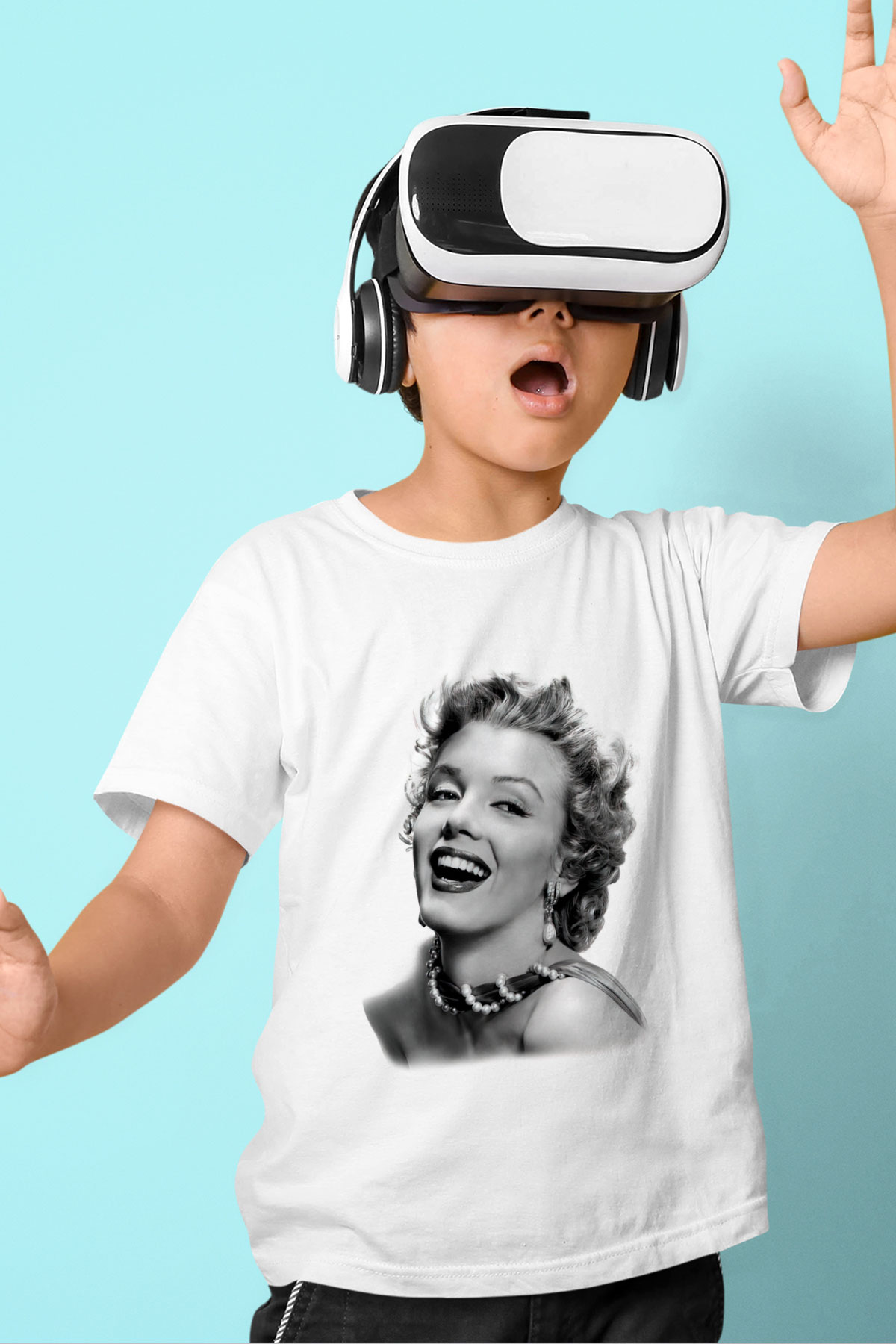 Marilyn Monroe Baskılı Beyaz Unisex Çocuk Tişört
