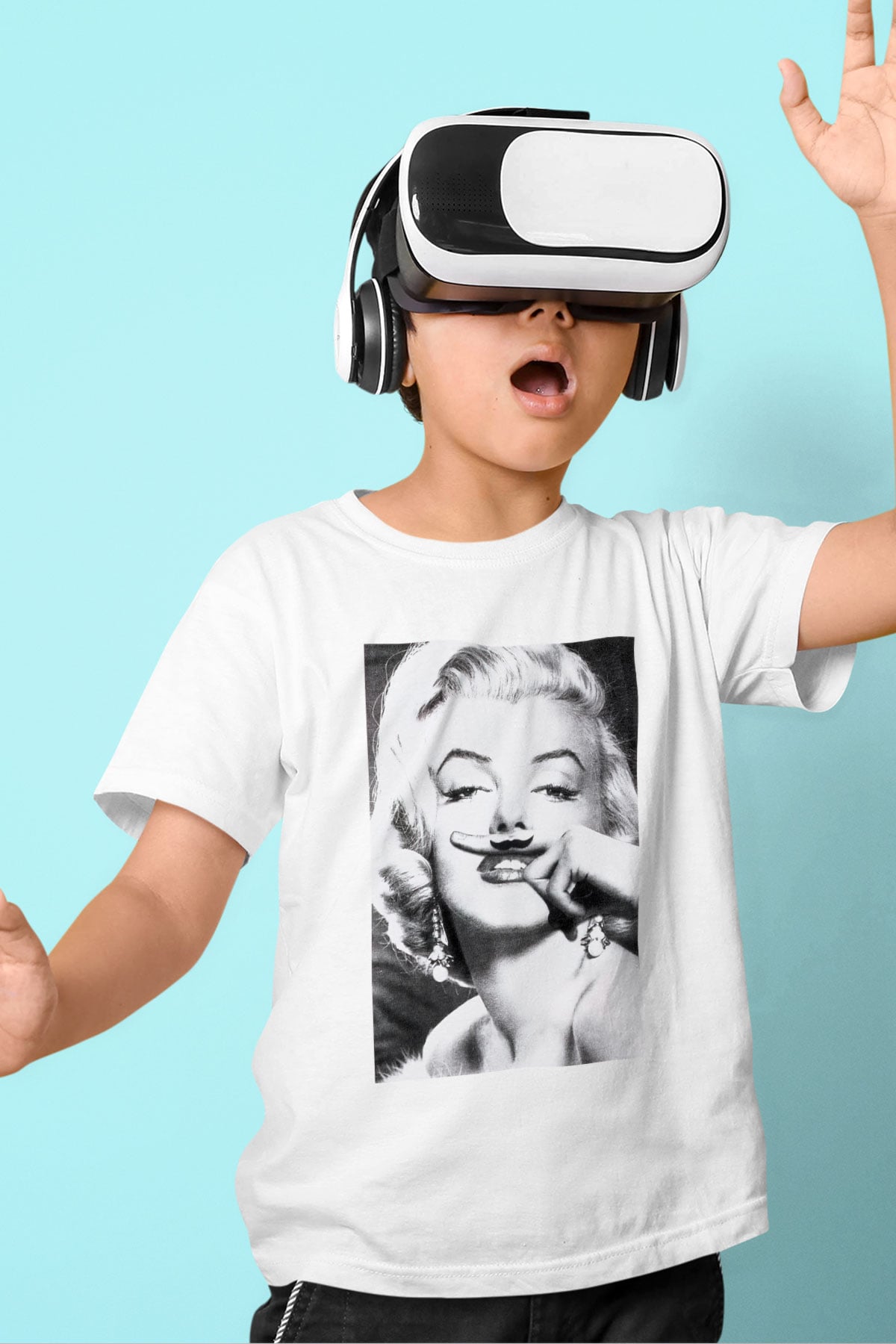 Marilyn Monroe Baskılı Beyaz Unisex Çocuk Tişört