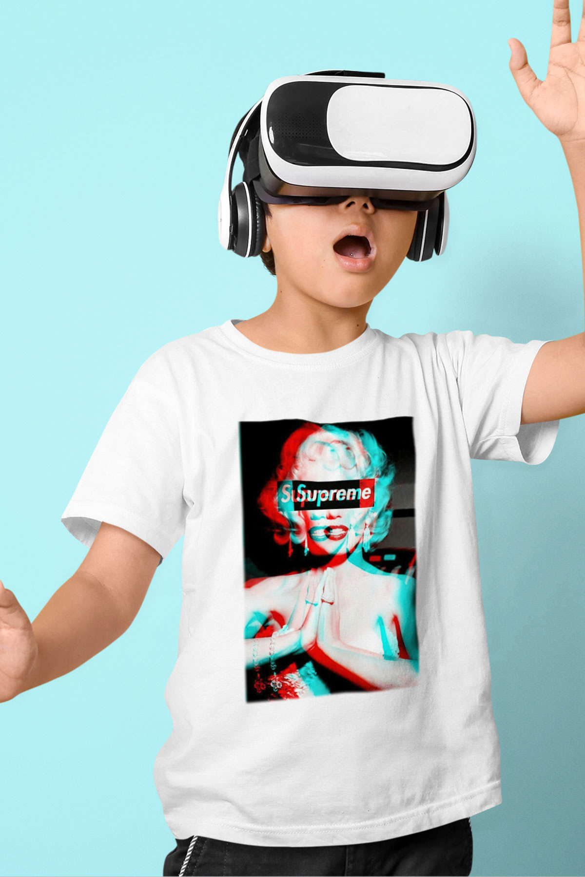 Marilyn Monroe Baskılı Beyaz Unisex Çocuk Tişört