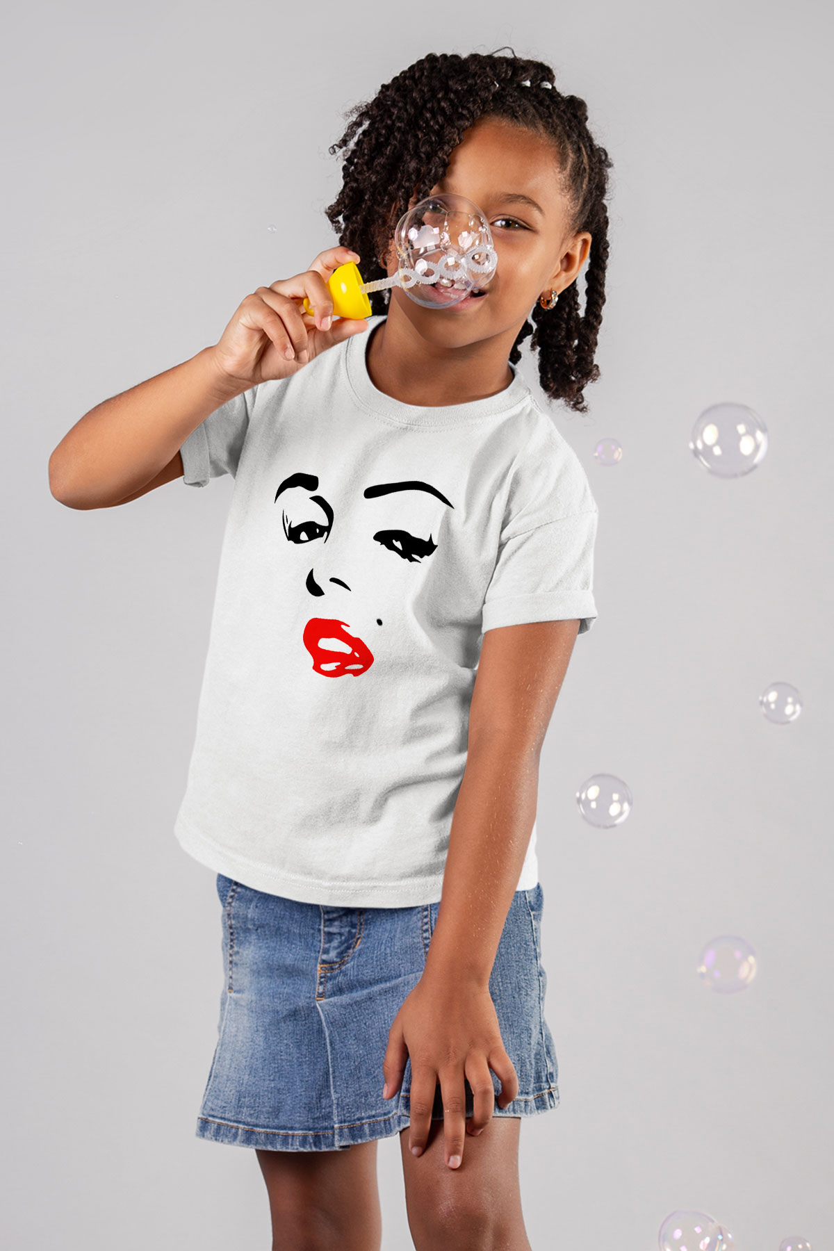 Marilyn Monroe Baskılı Beyaz Unisex Çocuk Tişört