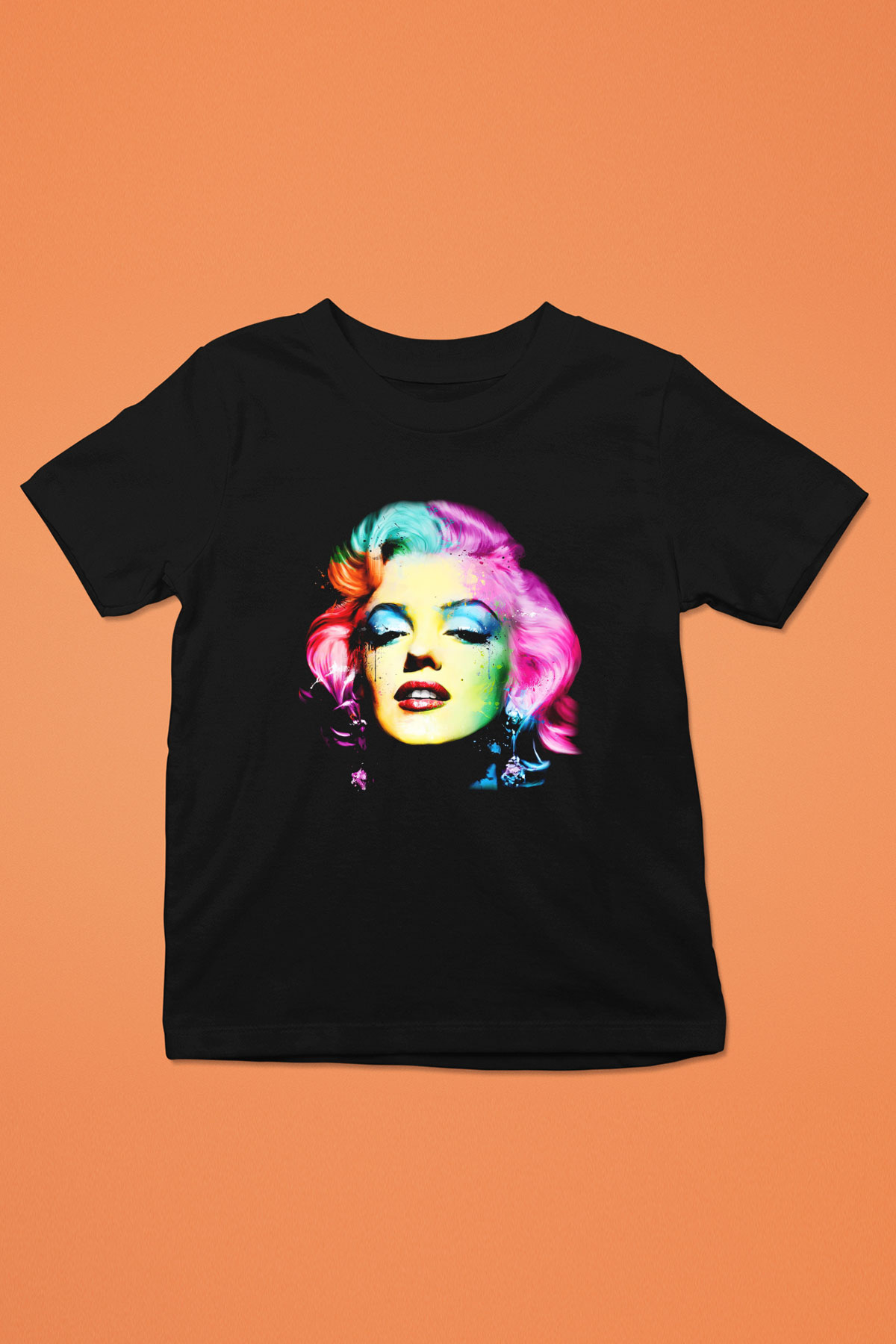 Marilyn Monroe Baskılı Siyah Unisex Çocuk Tişört