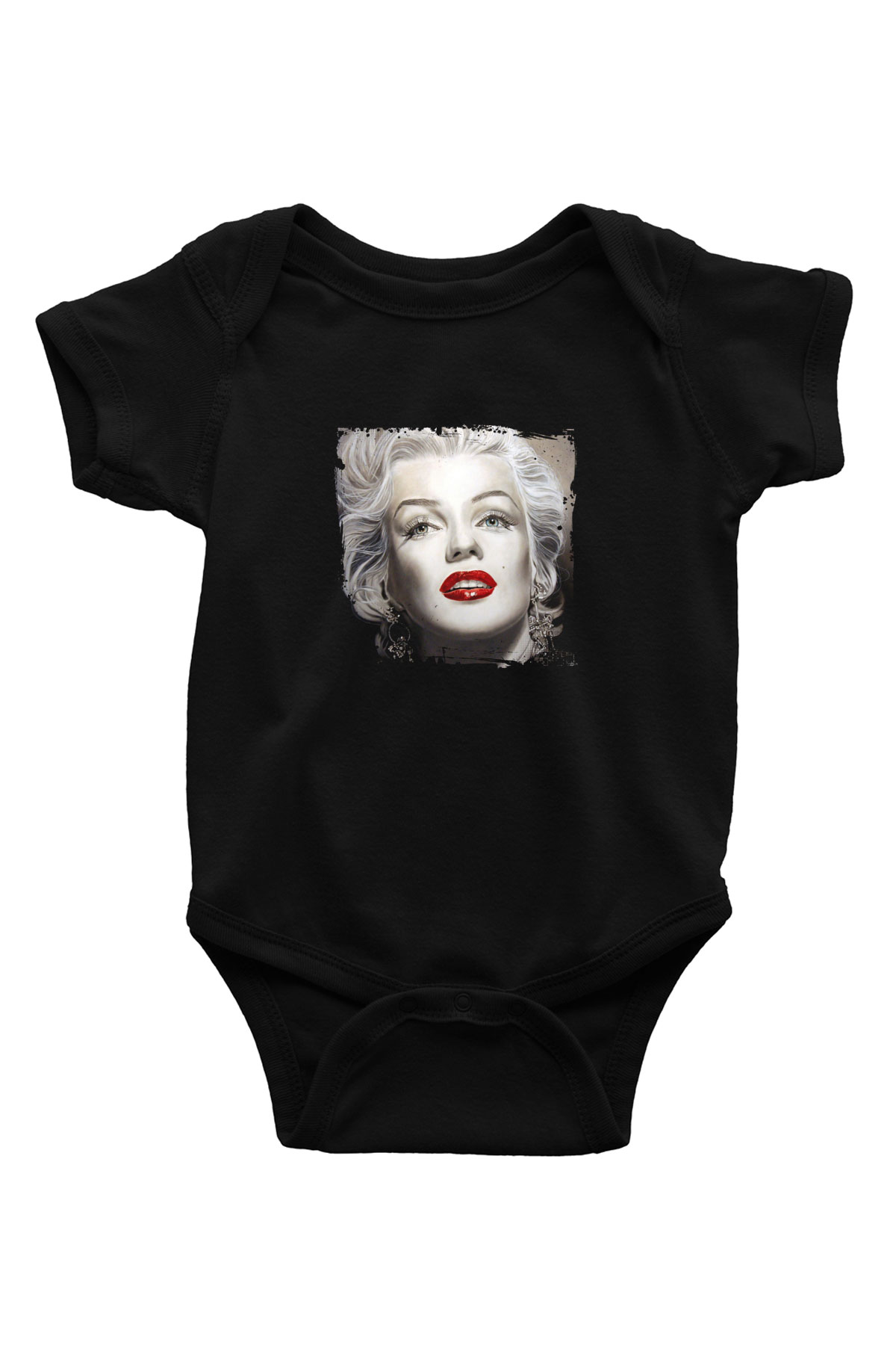 Marilyn Monroe Baskılı Unisex Siyah Bebek Body - Zıbın