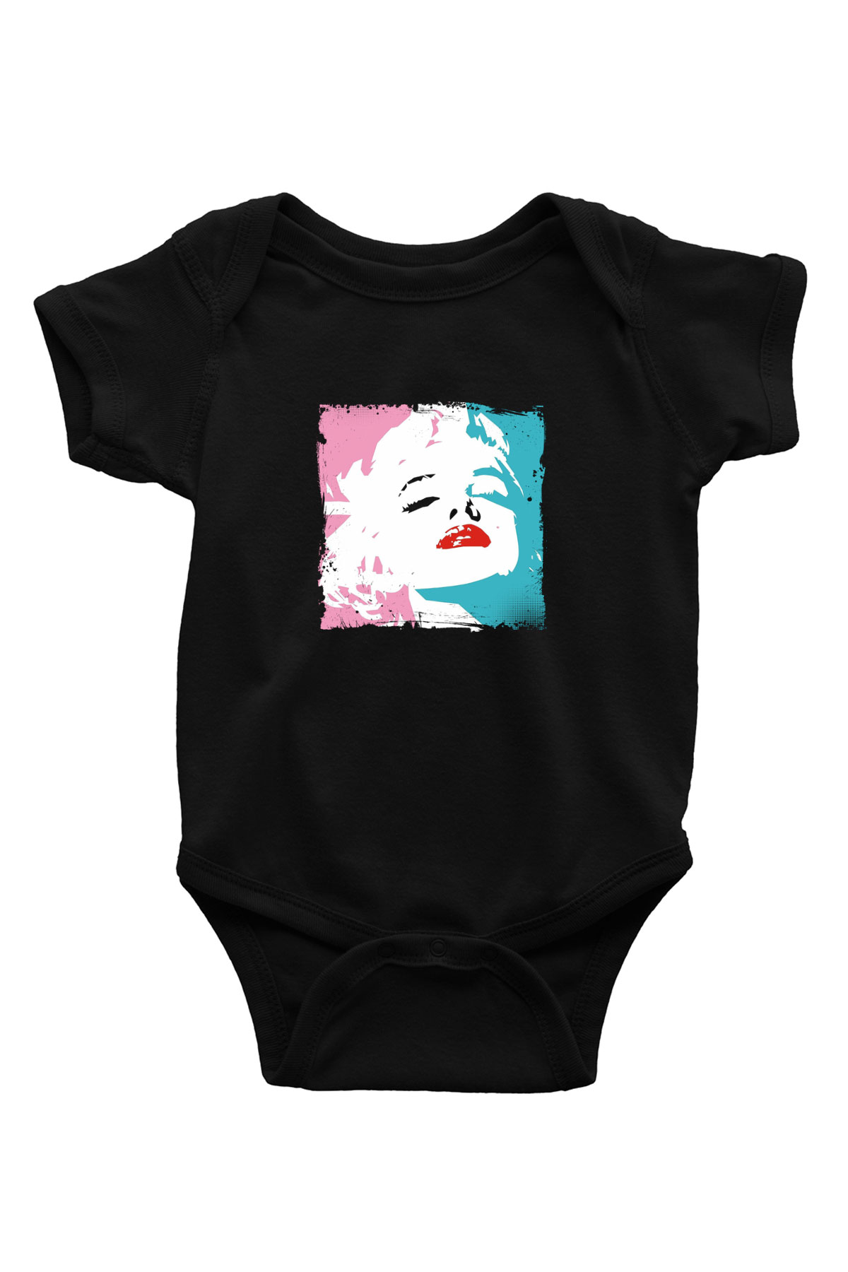 Marilyn Monroe Baskılı Unisex Siyah Bebek Body - Zıbın