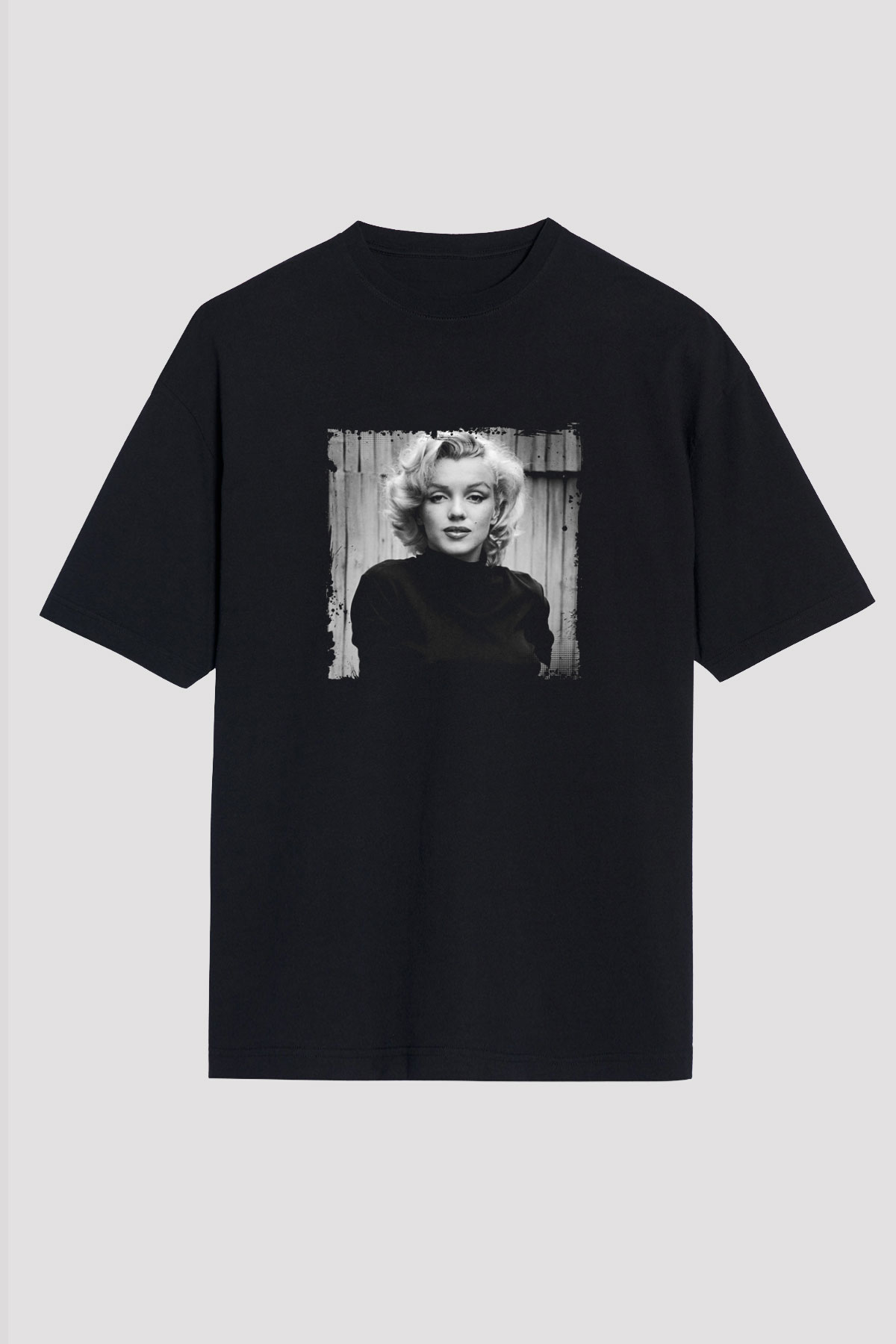 Marilyn Monroe Baskılı Unisex Siyah Oversize Tişört