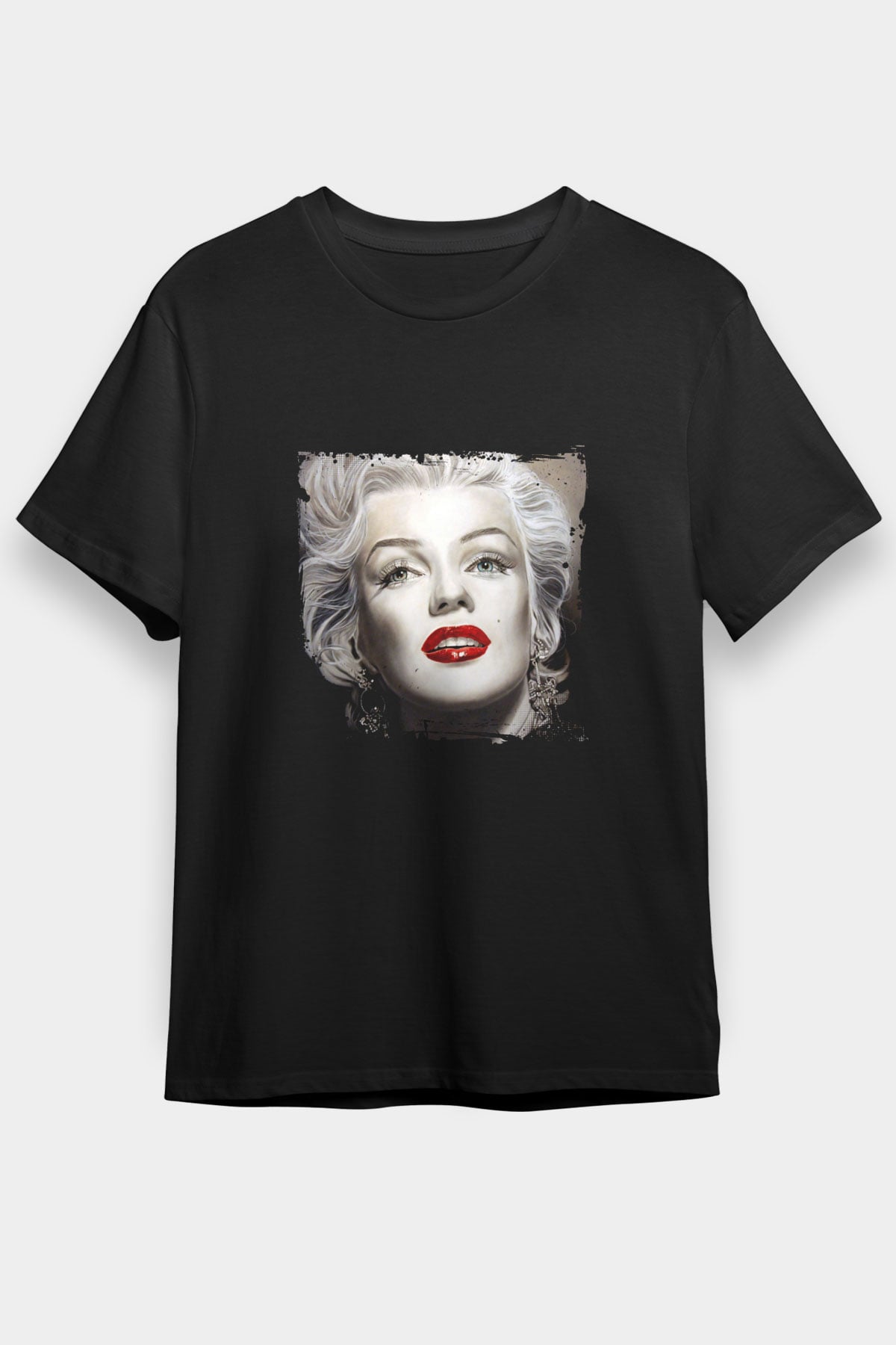 Marilyn Monroe Baskılı Unisex Siyah Tişört