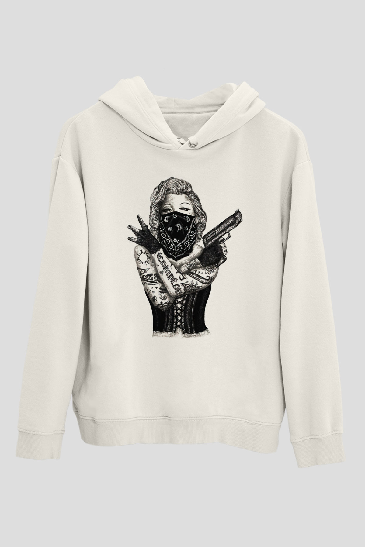 Marilyn Monroe Beyaz Unisex Kapşonlu Sweatshirt