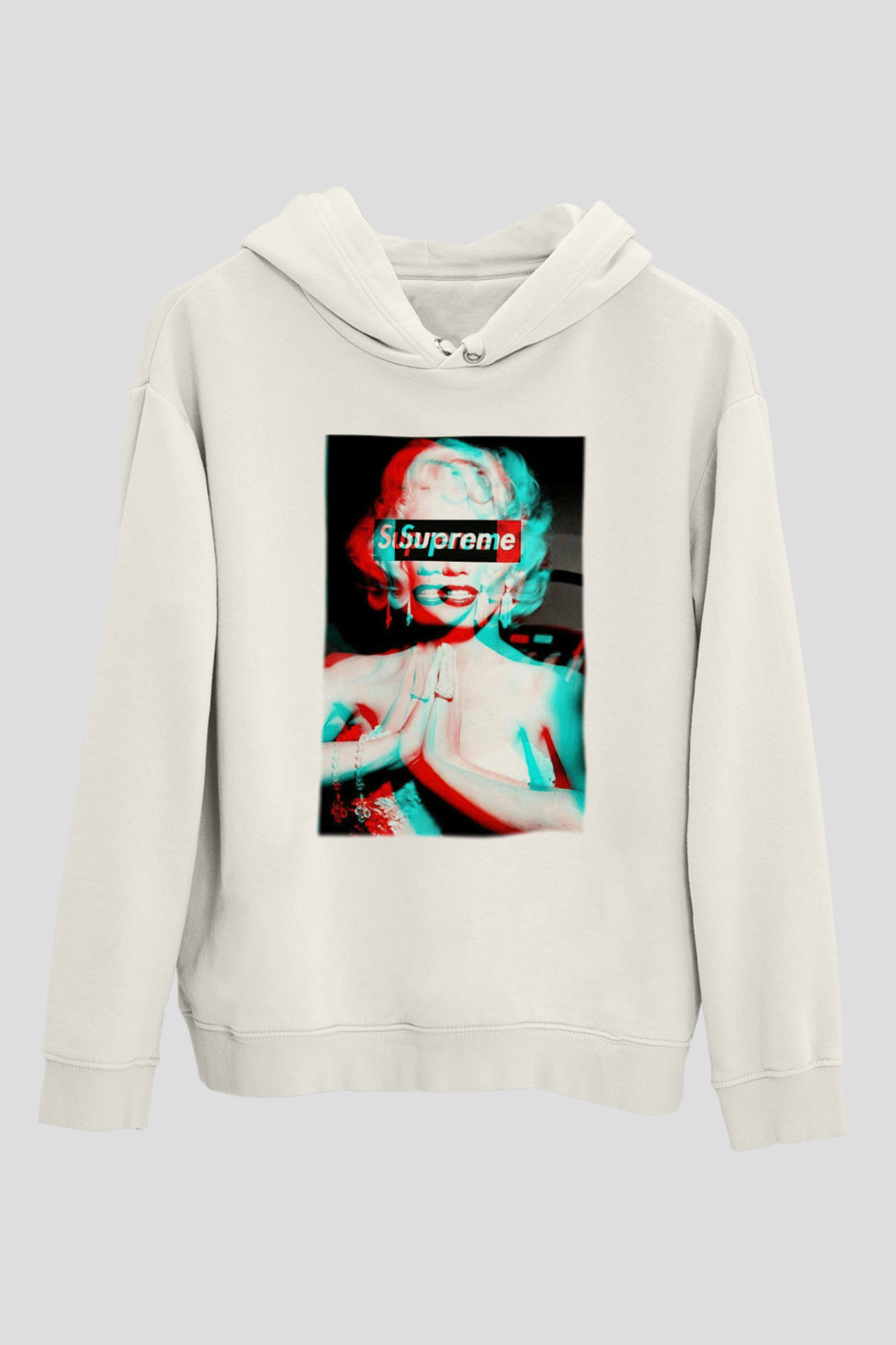Marilyn Monroe Beyaz Unisex Kapşonlu Sweatshirt