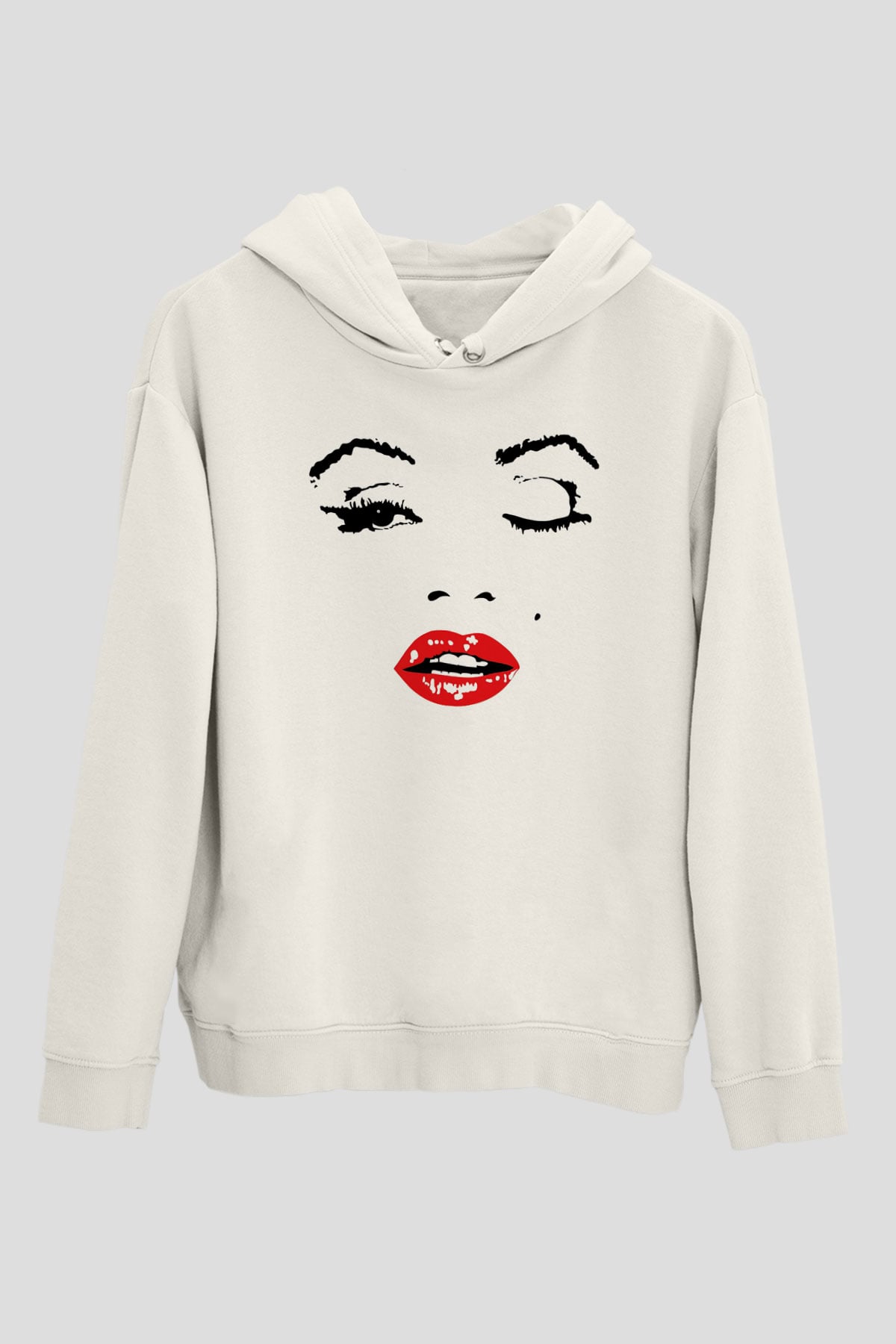 Marilyn Monroe Beyaz Unisex Kapşonlu Sweatshirt