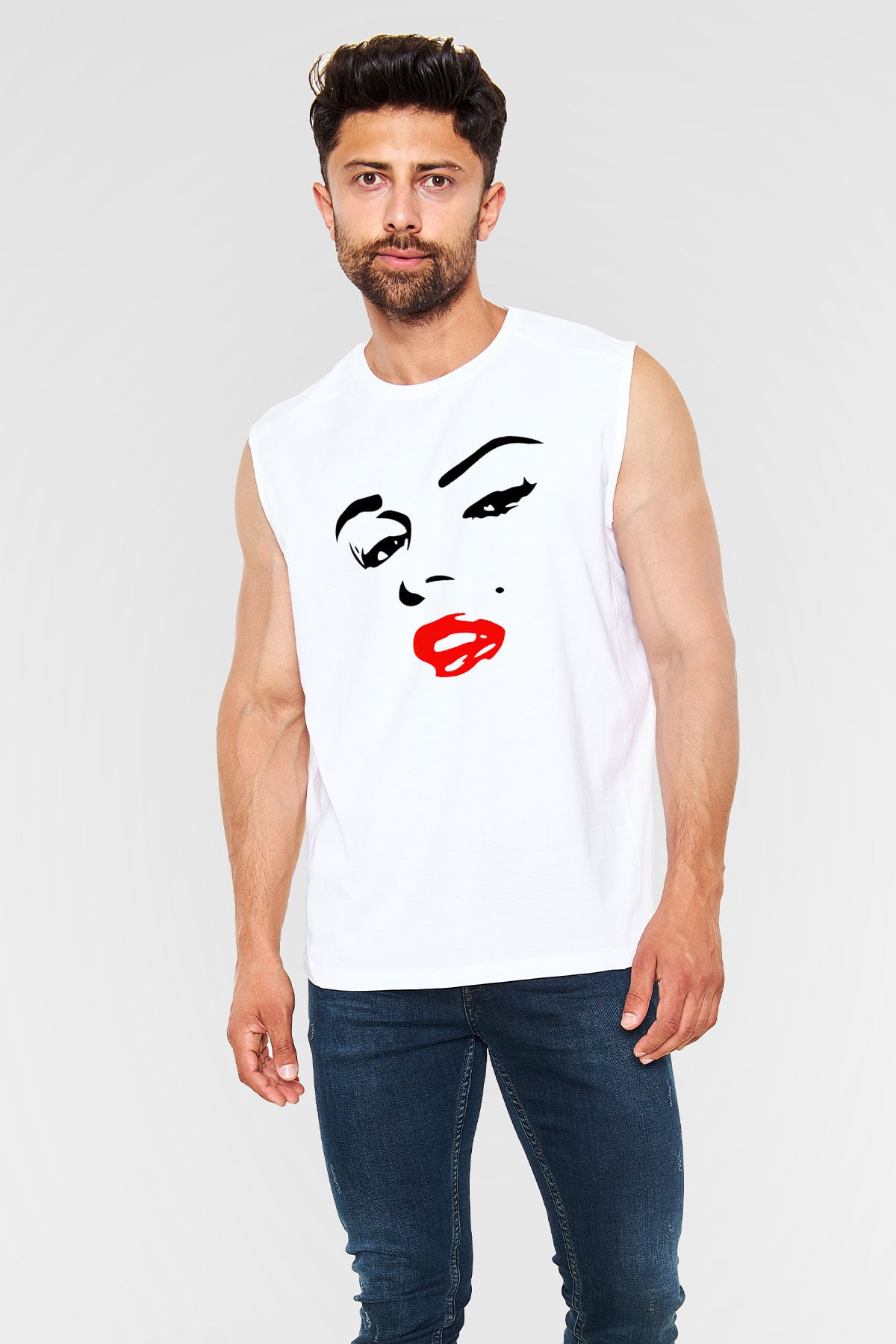 Marilyn Monroe Beyaz Unisex Kolsuz Tişört