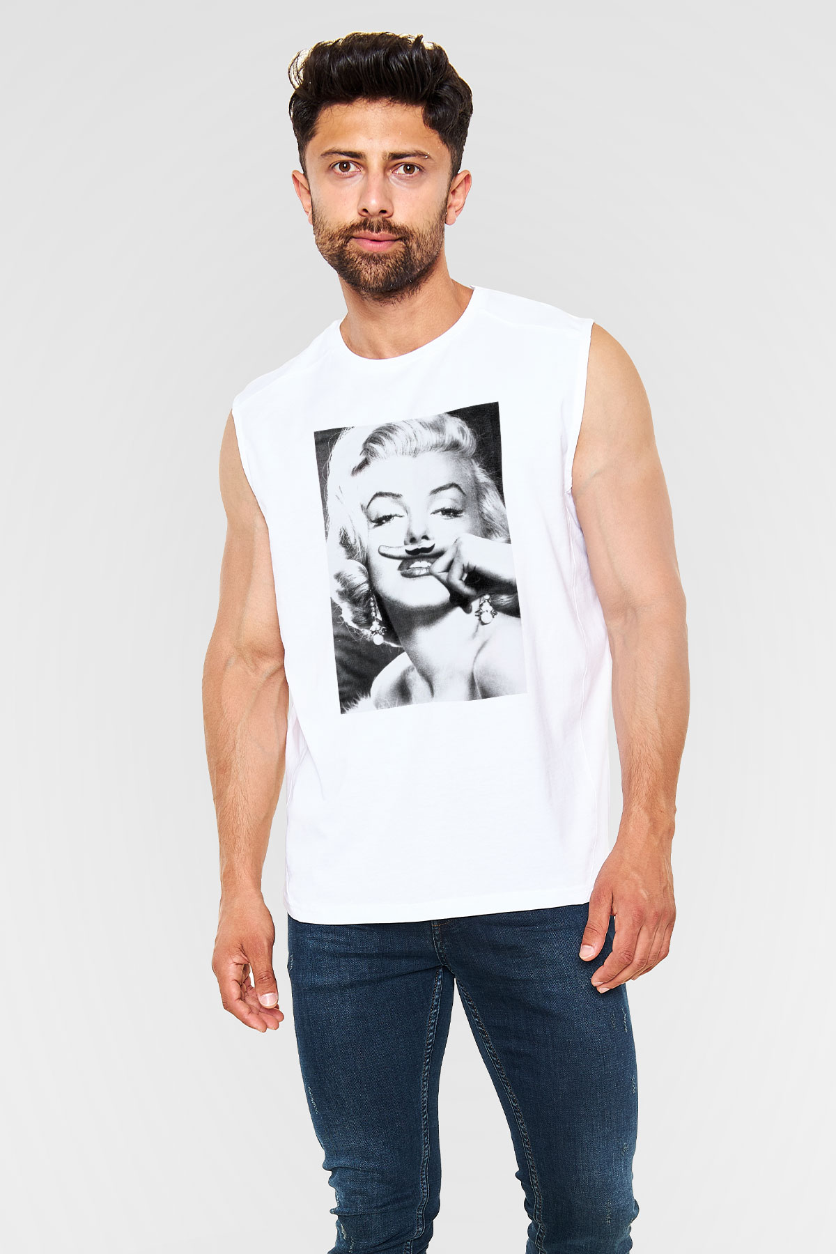 Marilyn Monroe Beyaz Unisex Kolsuz Tişört