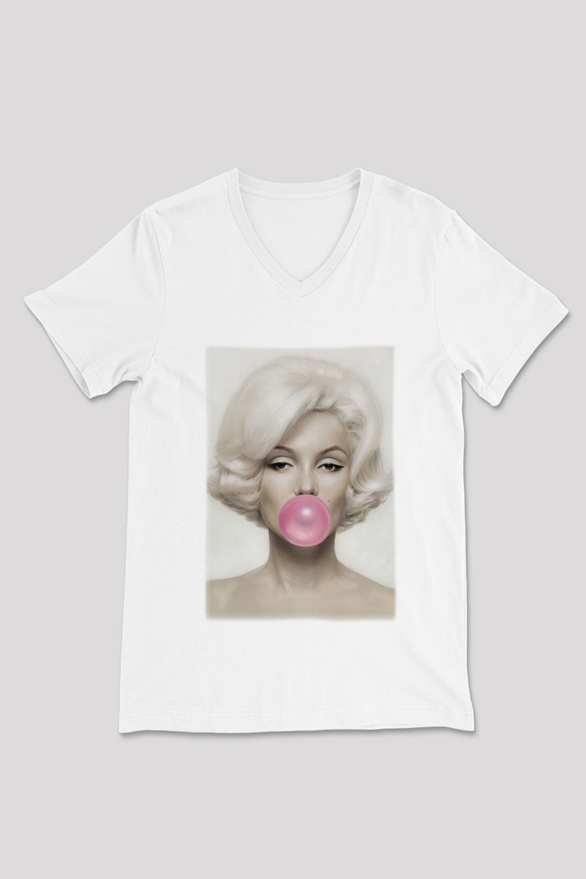 Marilyn Monroe Beyaz Unisex V Yaka Tişört T-Shirt