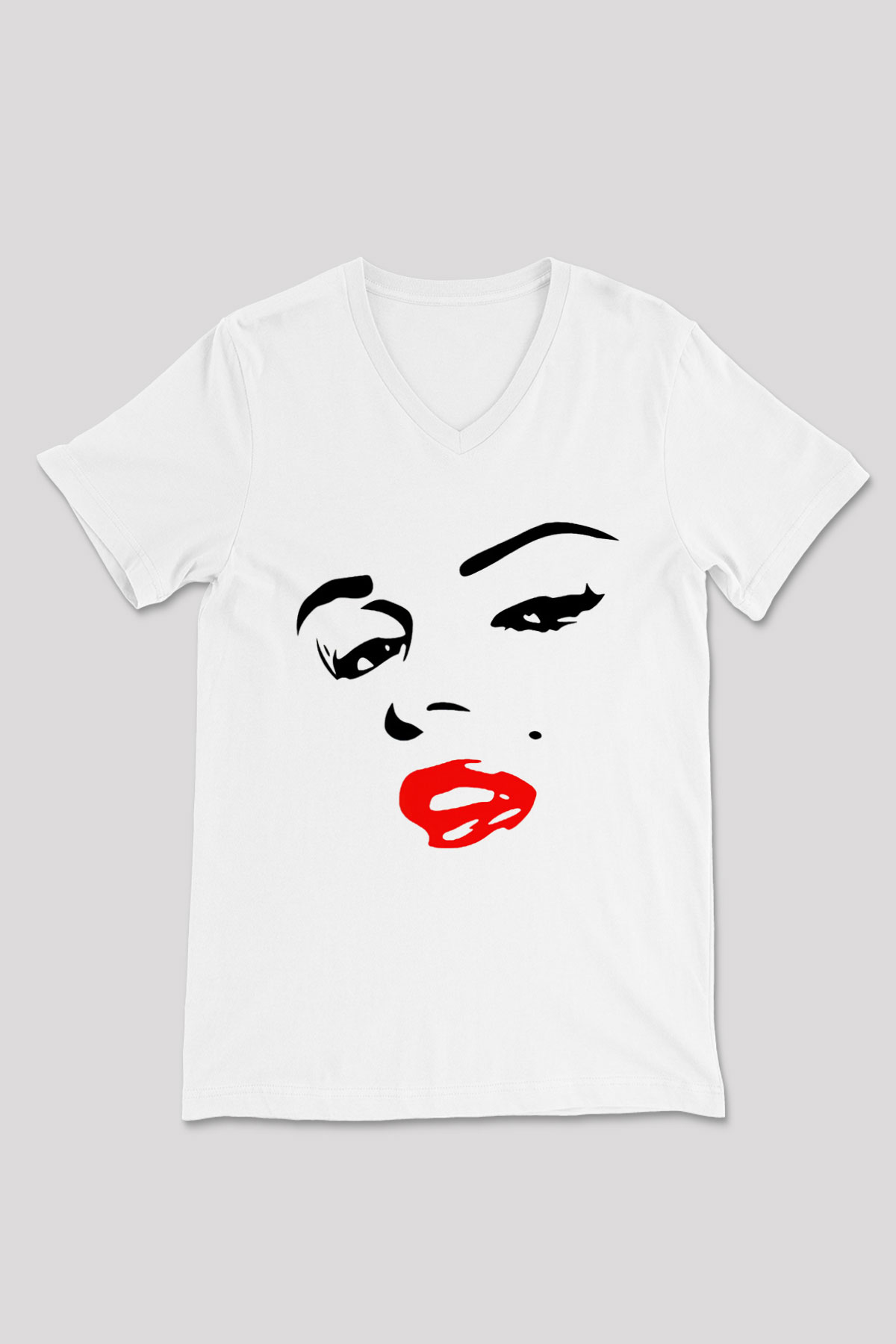 Marilyn Monroe Beyaz Unisex V Yaka Tişört T-Shirt