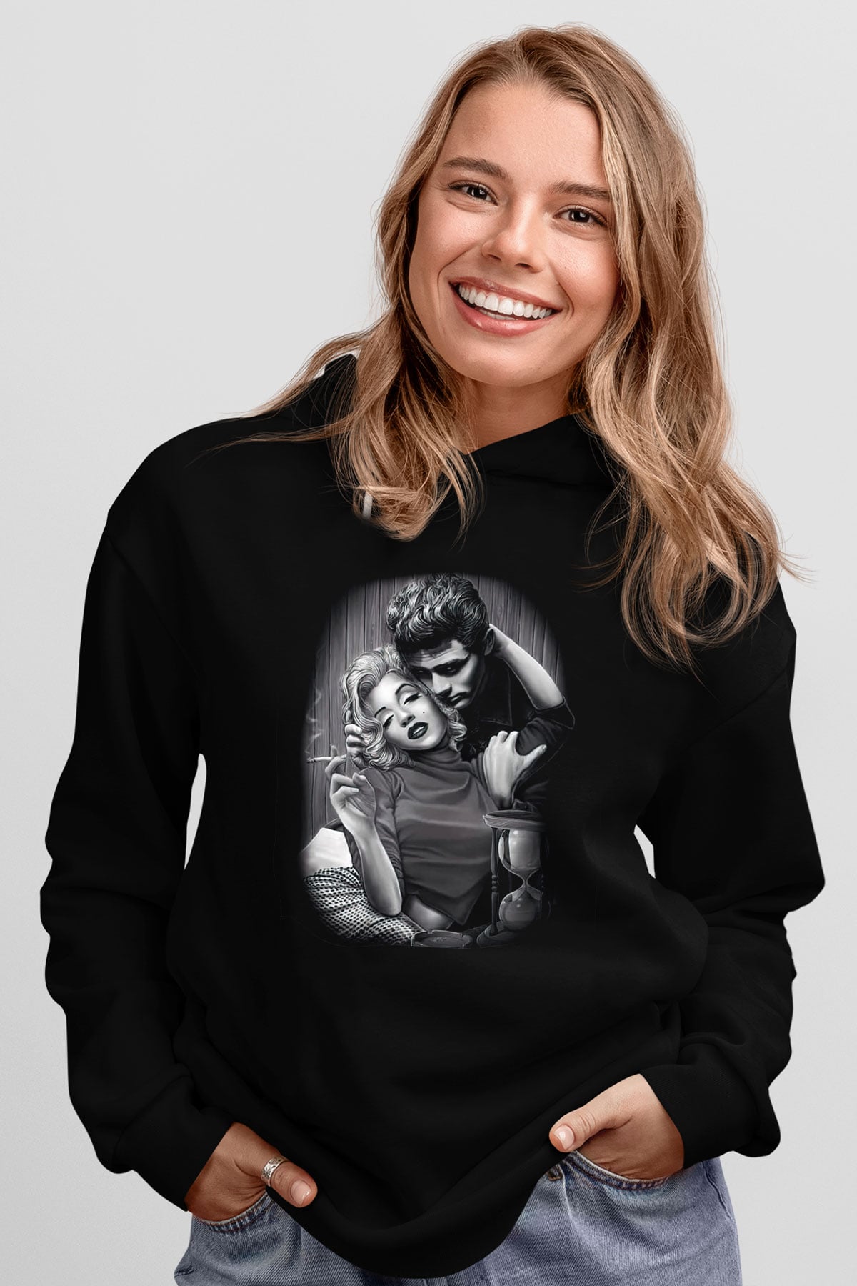 Marilyn Monroe Siyah Unisex Kapüşonlu Sweatshirt