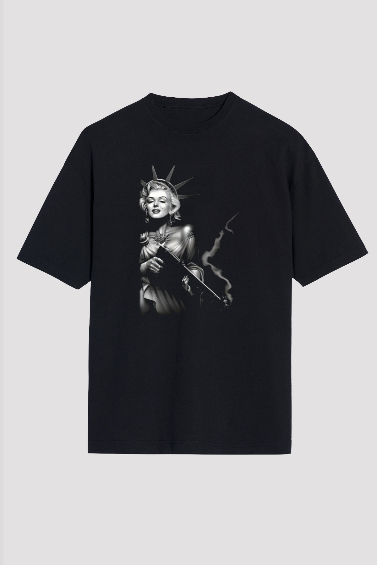 Marilyn Monroe Siyah Unisex Oversize Tişört T-Shirt