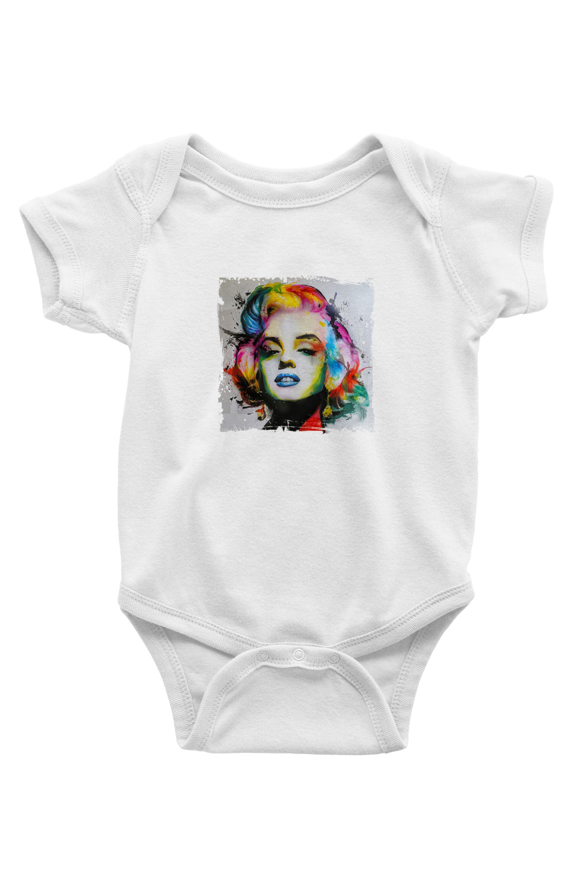 Marilyn Monroe Unisex Baskılı Beyaz Bebek Body - Zıbın