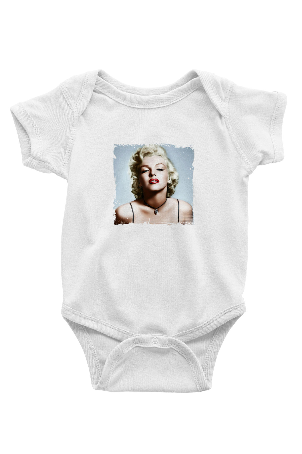 Marilyn Monroe Unisex Baskılı Beyaz Bebek Body - Zıbın