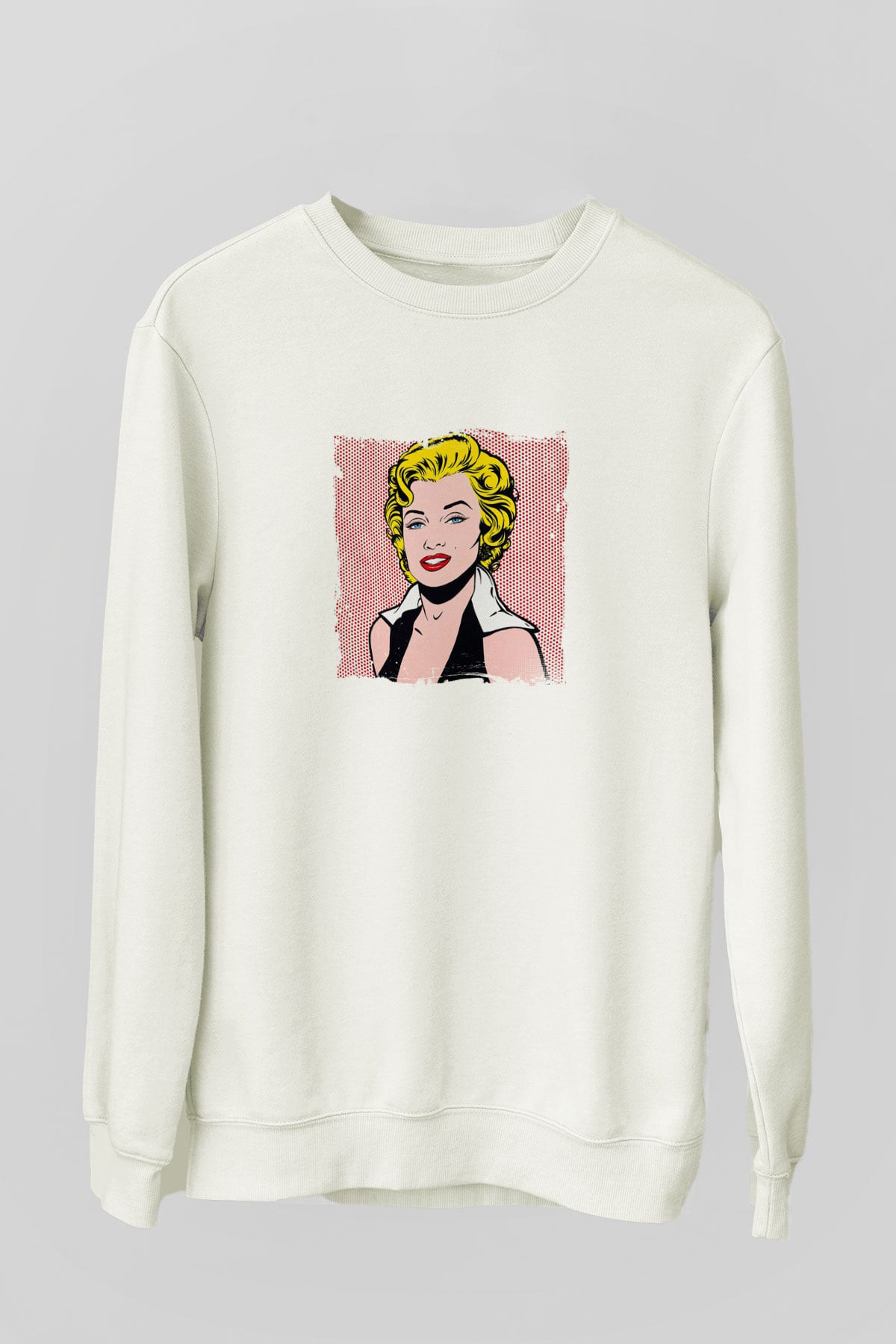 Marilyn Monroe Unisex Baskılı Beyaz Sweatshirt