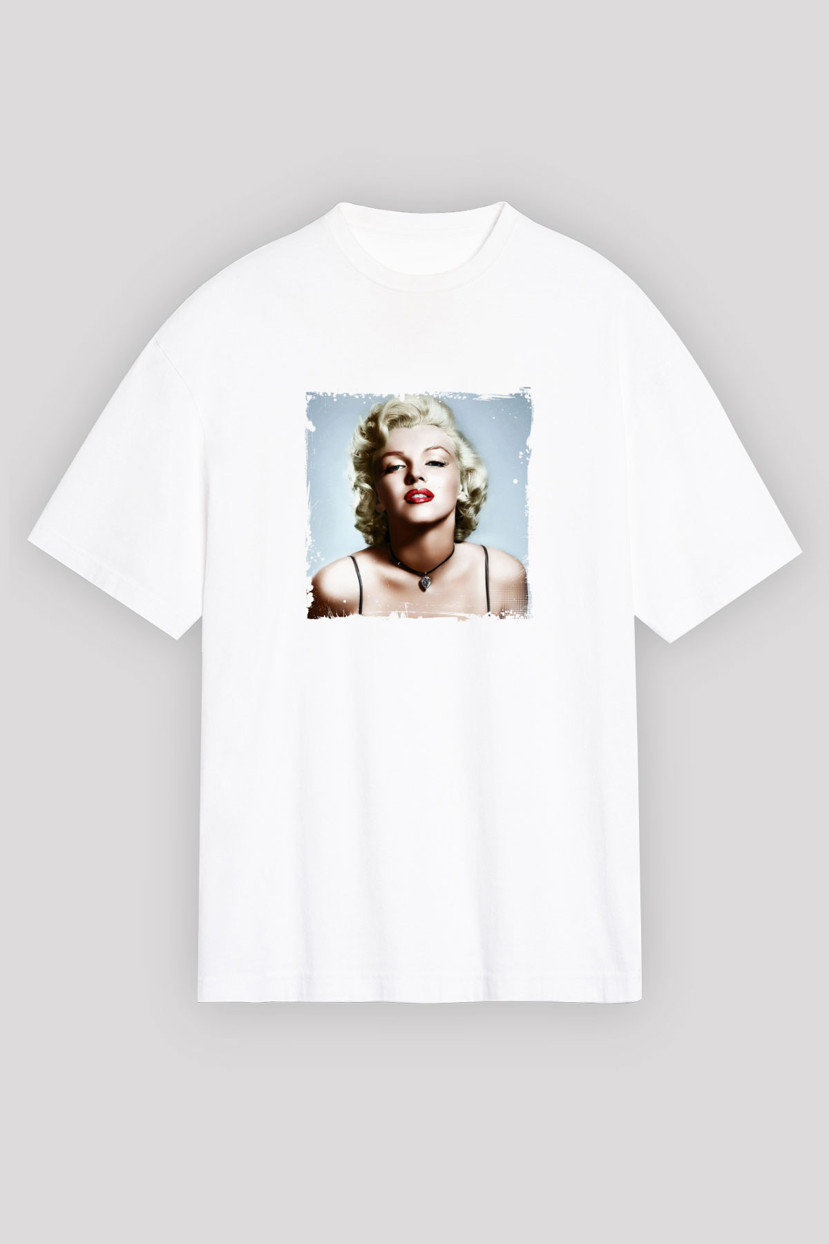 Marilyn Monroe Oversize Baskılı Beyaz Tişört