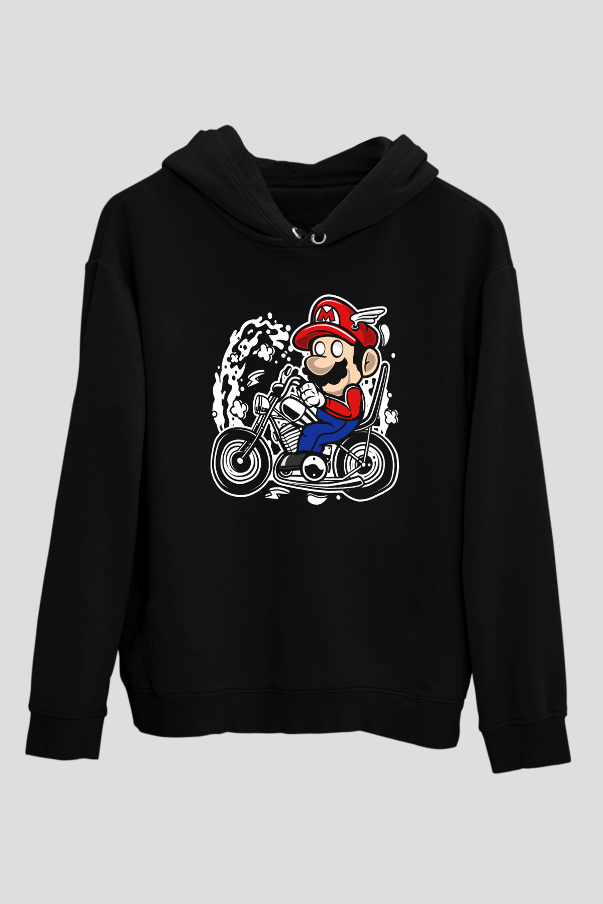 Mario Chopper Rider Siyah Unisex Hoodie