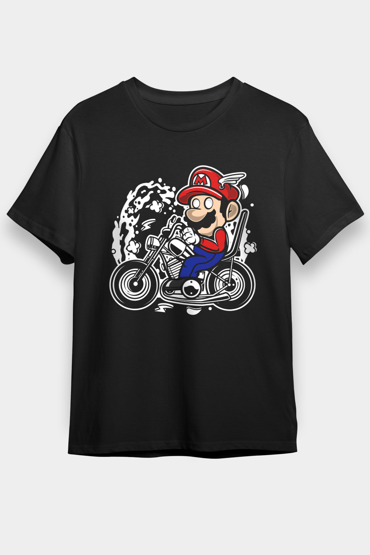 Mario Chopper Rider Siyah Unisex Tişört