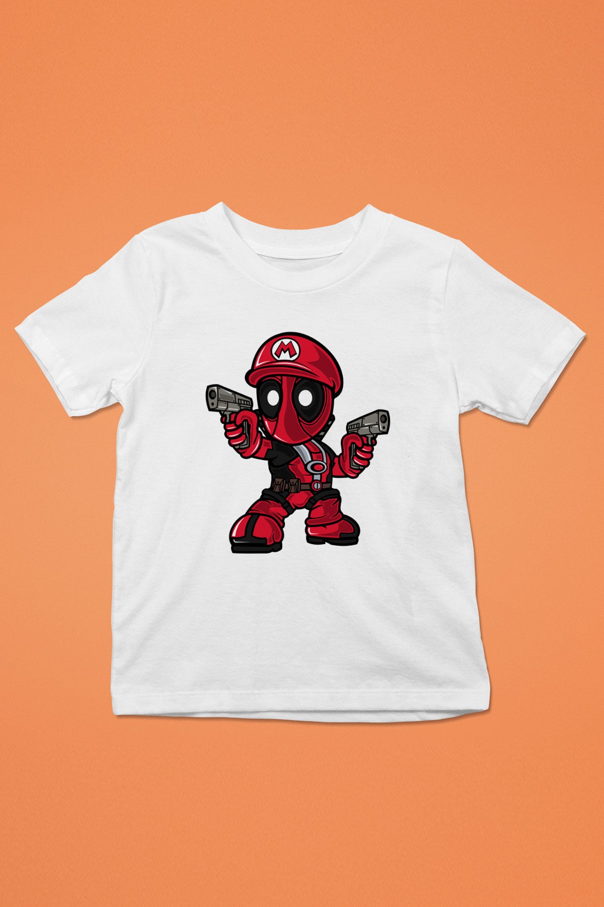 Mario Deadpool Baskılı Beyaz Unisex Çocuk Tişört