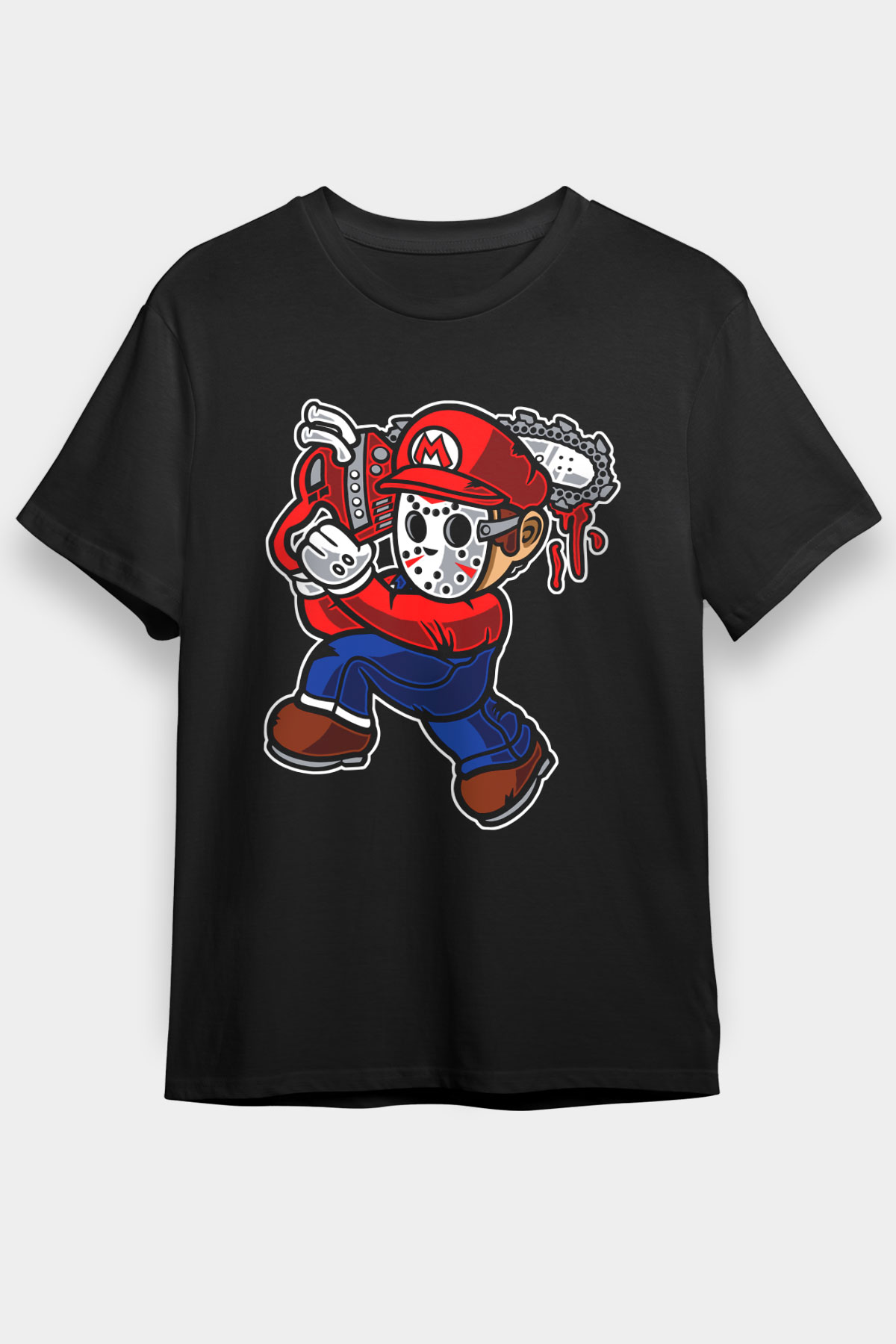 Mario Massacre Baskılı Siyah Unisex Tişört