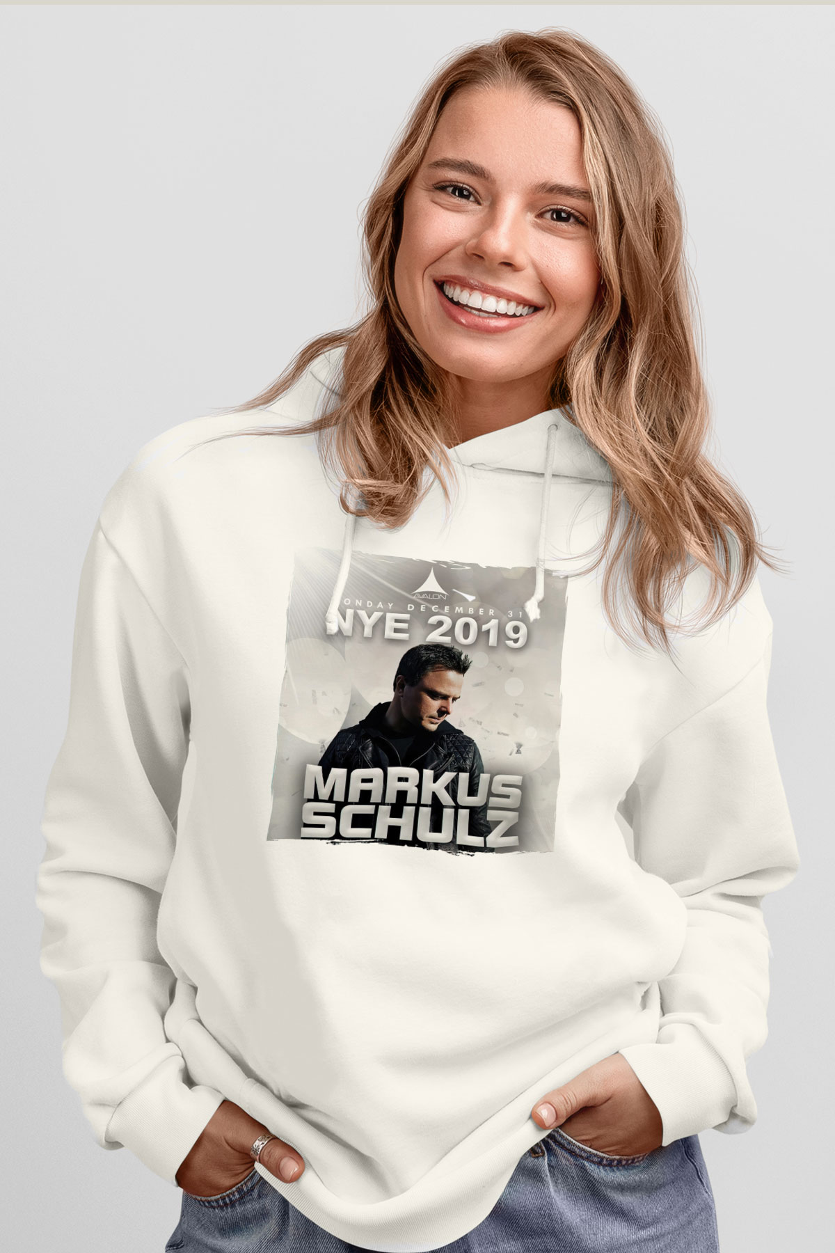 Markus Schulz Beyaz Unisex Kapüşonlu Sweatshirt
