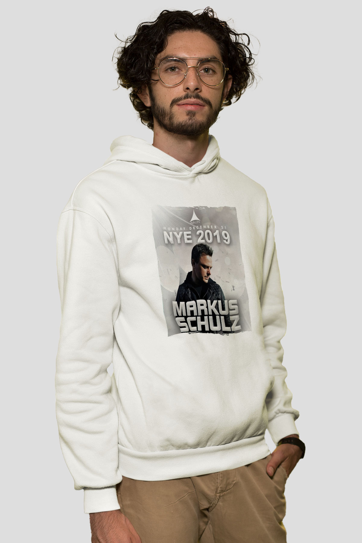 Markus Schulz Beyaz Unisex Kapüşonlu Sweatshirt