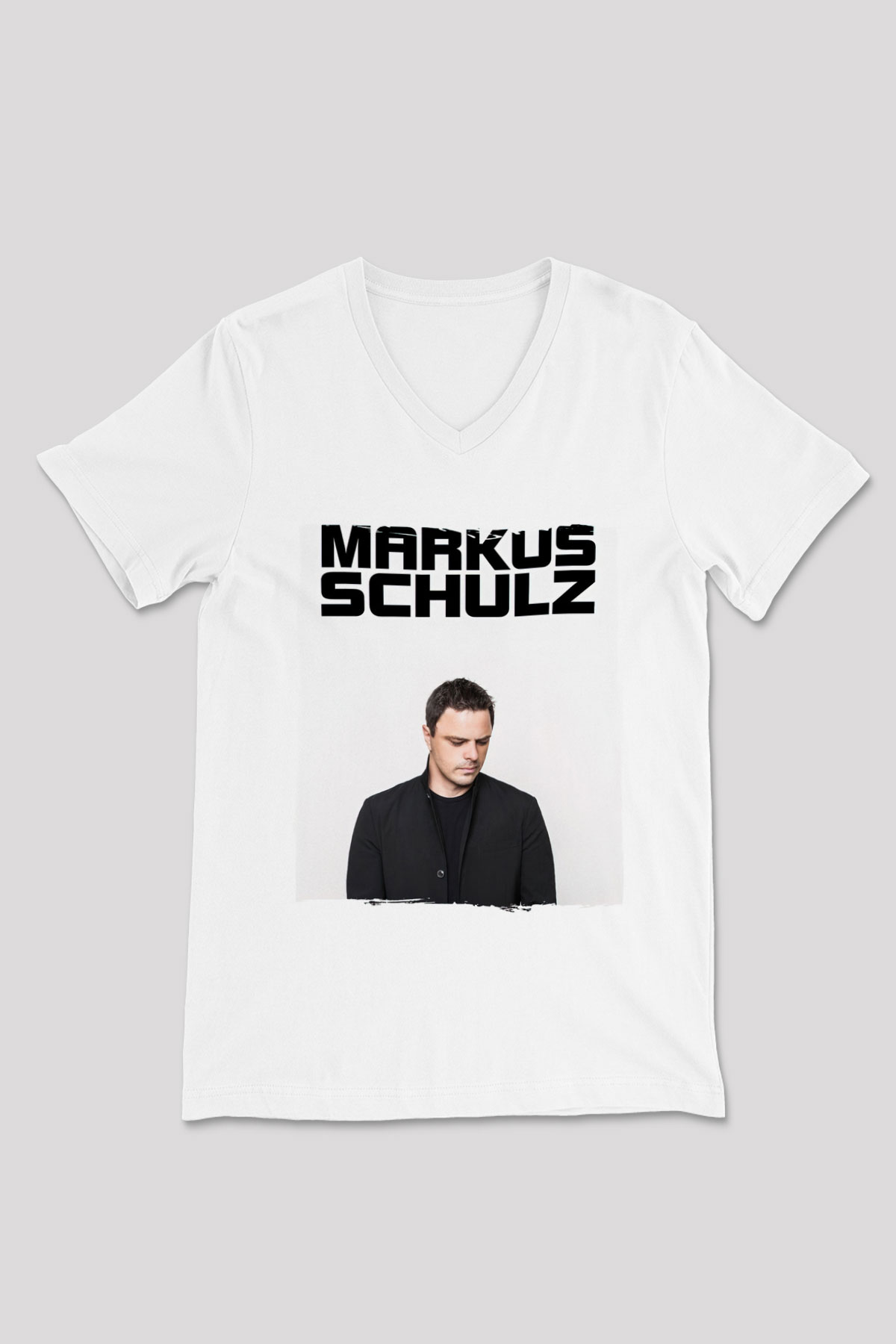 Markus Schulz Beyaz Unisex V Yaka Tişört