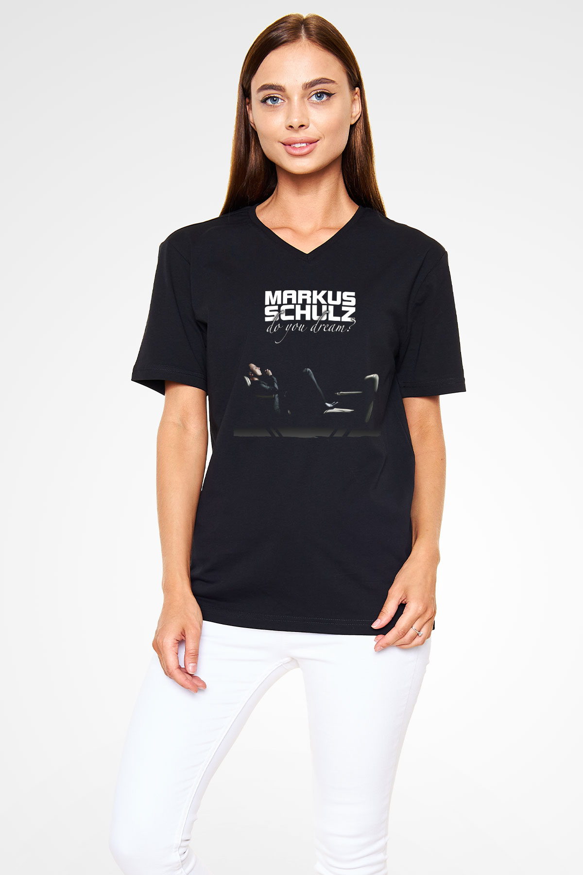 Markus Schulz Siyah Unisex V Yaka Tişört
