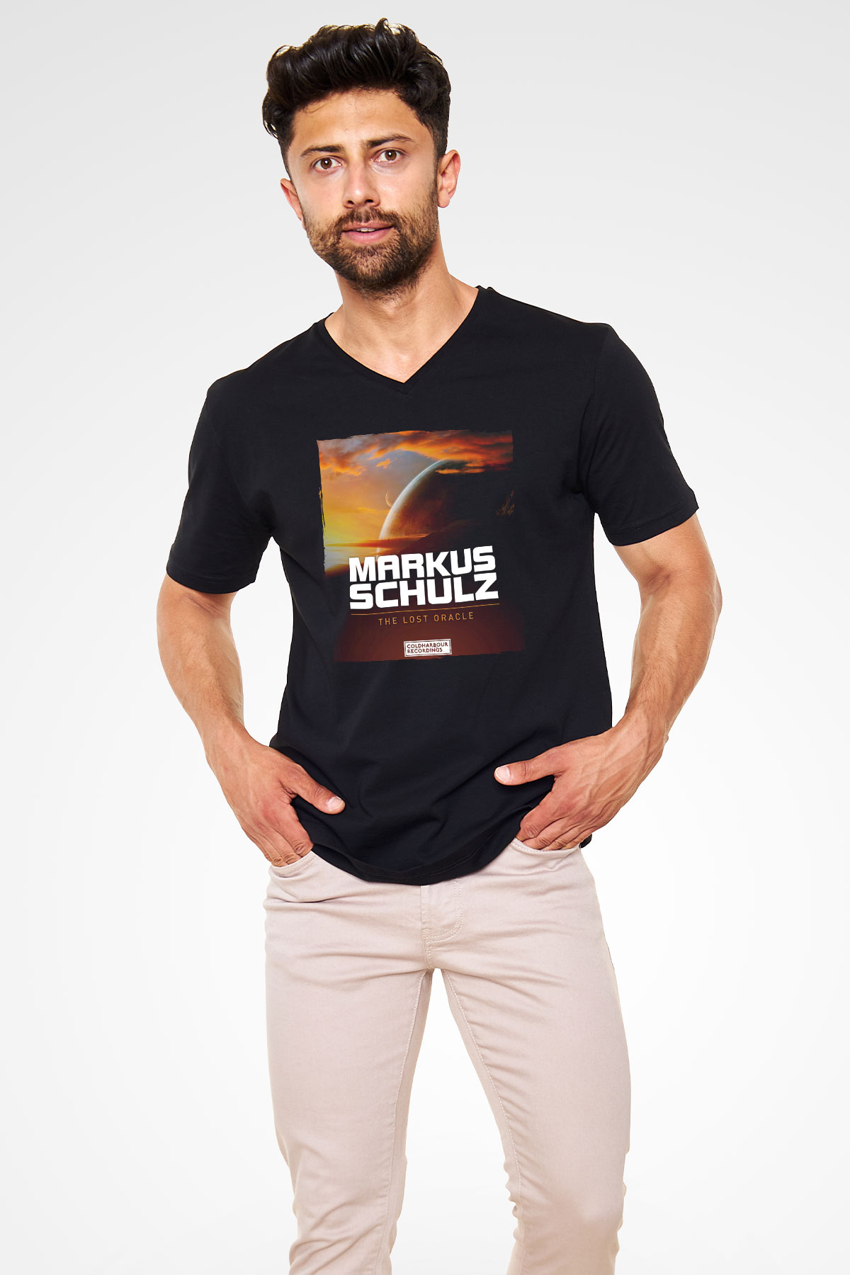 Markus Schulz Siyah Unisex V Yaka Tişört