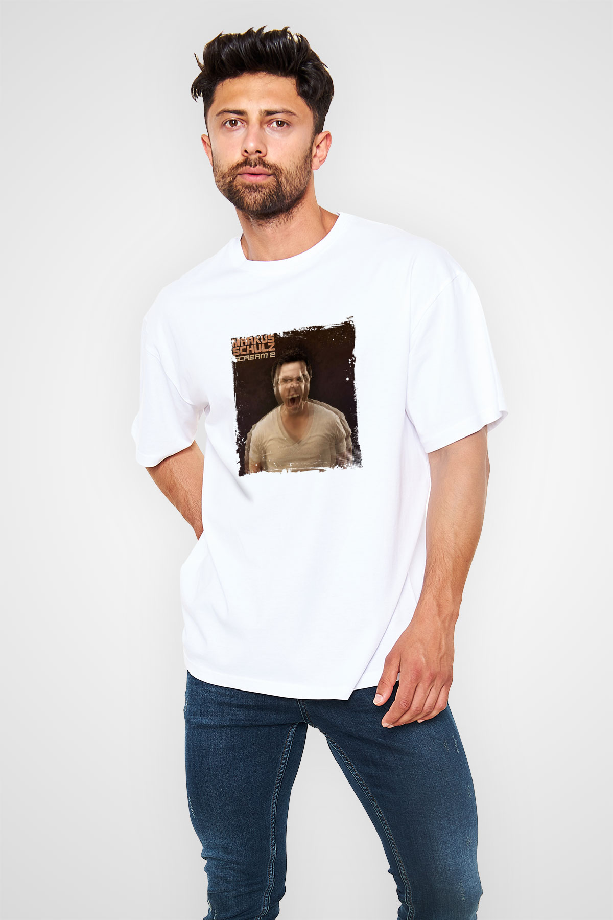 Markus SchulzBaskılı Beyaz Oversize Tişört