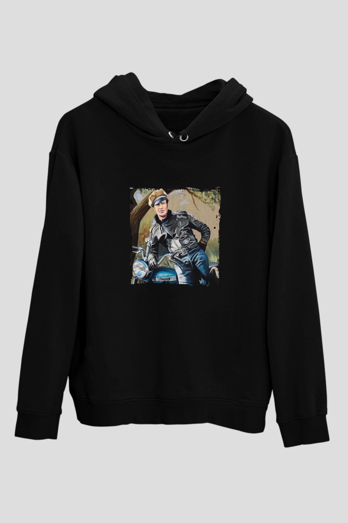 Marlon Brando Baskılı Unisex Siyah Hoodie