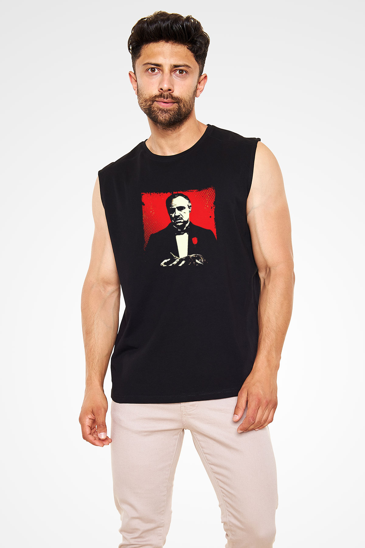 Marlon Brando Baskılı Unisex Siyah Kolsuz Tişört