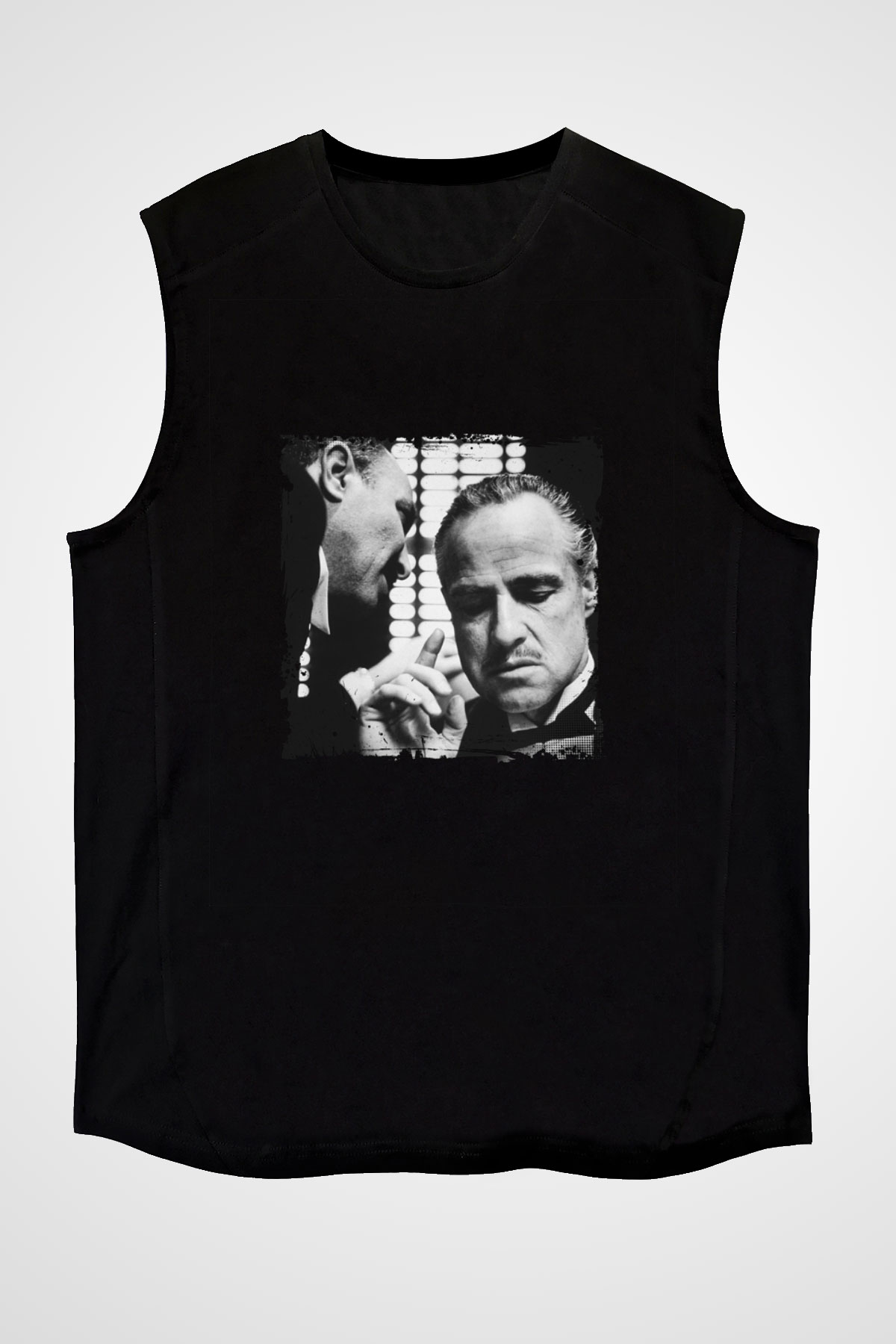 Marlon Brando Baskılı Unisex Siyah Kolsuz Tişört