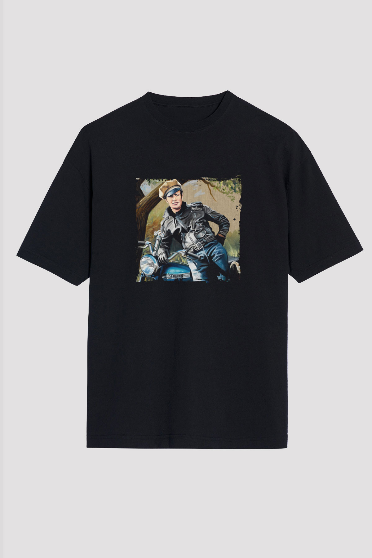 Marlon Brando Baskılı Unisex Siyah Oversize Tişört