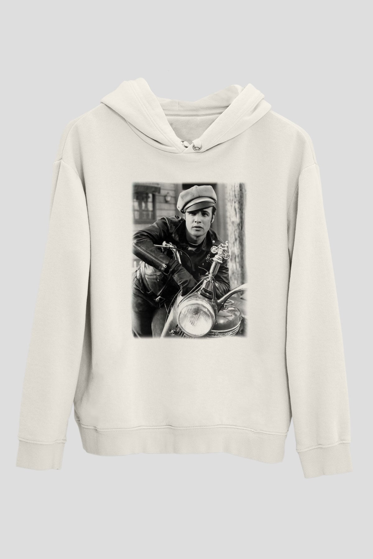 Marlon Brando Beyaz Unisex Kapşonlu Sweatshirt