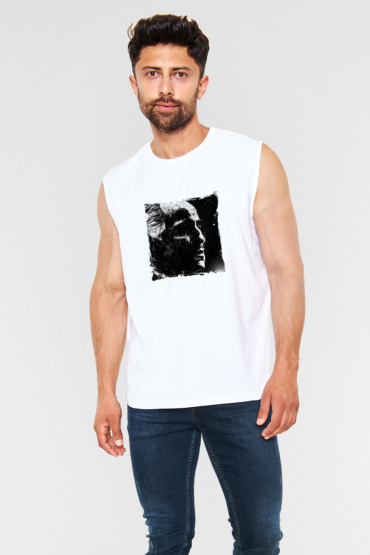 Marlon Brando Unisex Baskılı Beyaz Kolsuz Tişört