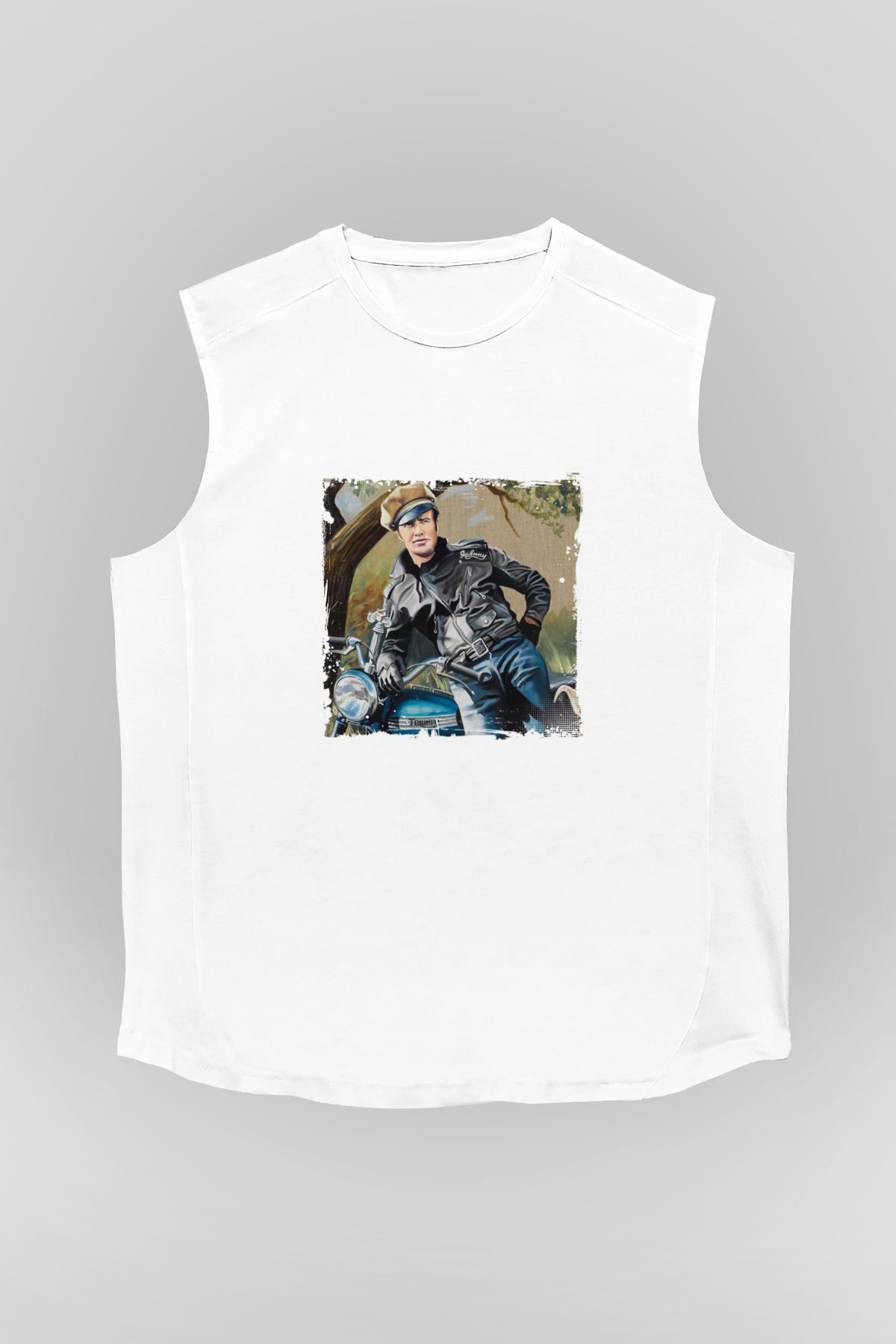 Marlon Brando Unisex Baskılı Beyaz Kolsuz Tişört
